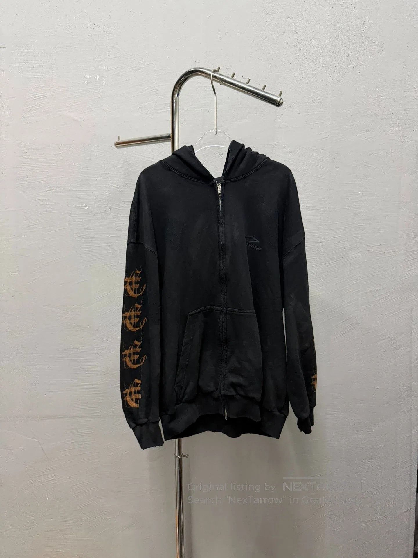 Saint Laurent Paris Balenciaga Black Zip Hoodie Gold Graphics. Size US S / EU 44-46 / 1 - 1 Thumbnail