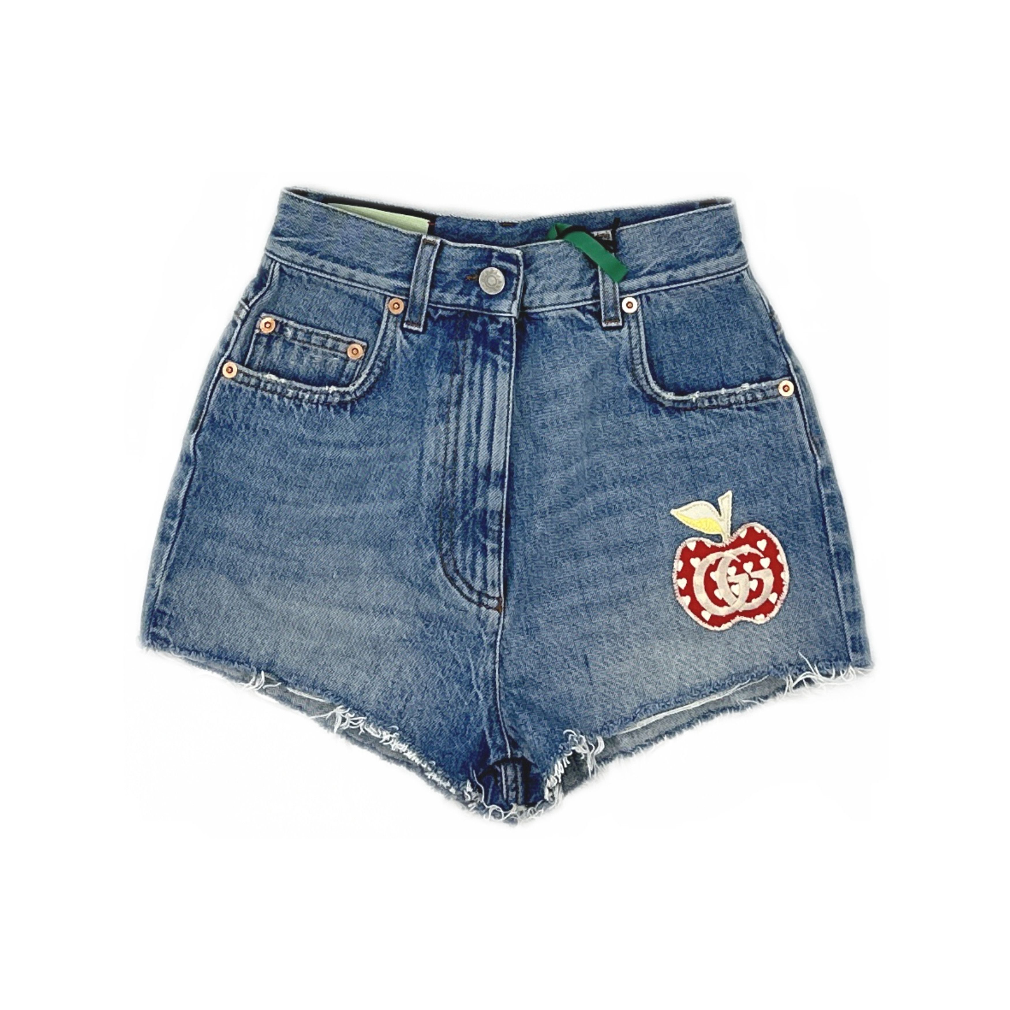 Gucci Gucci Apple Motif Denim Shorts Size 23 Size 23" - 1 Thumbnail