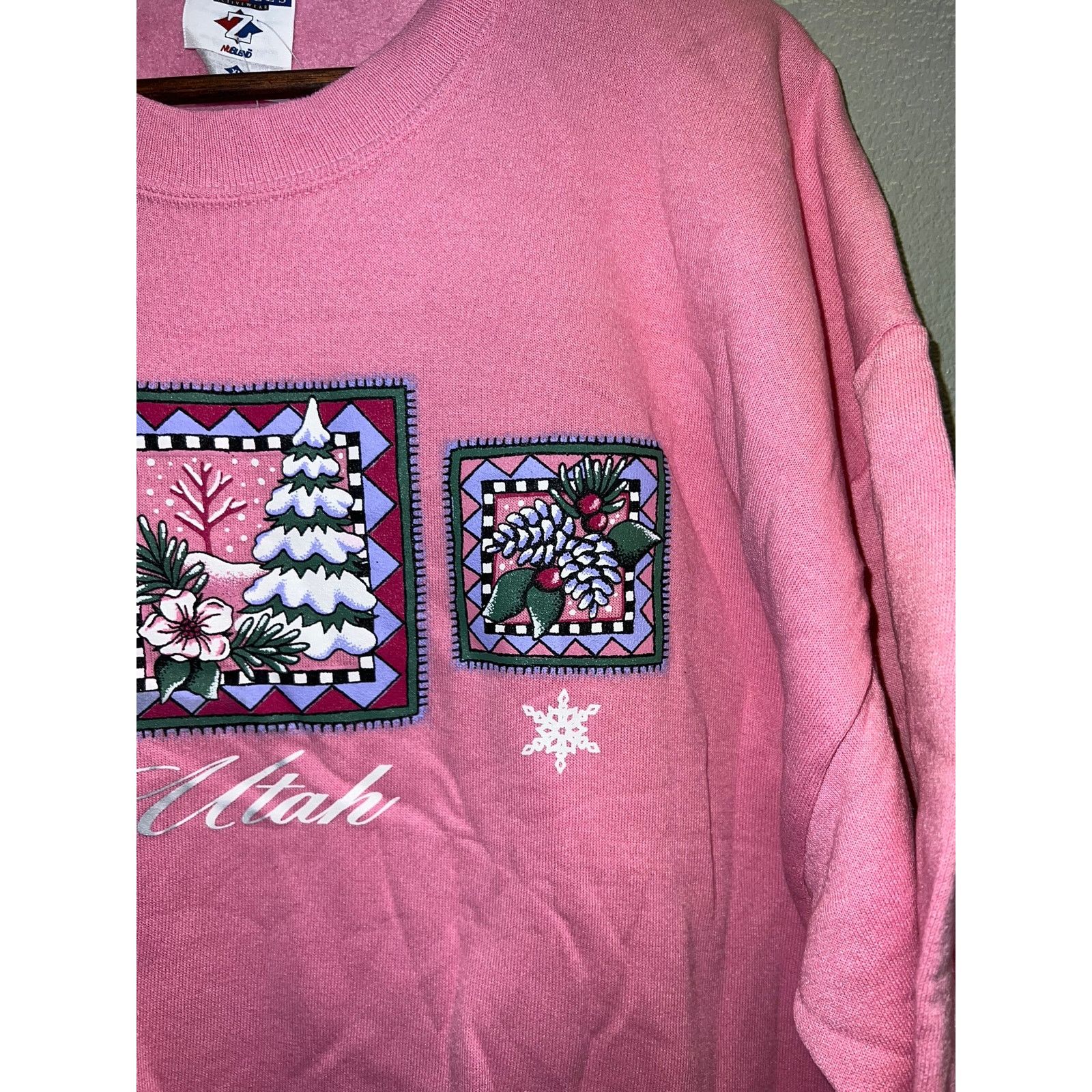 Vintage Vintage Utah Sweatshirt Winter Pink Crewneck Jerzees 90s XL Size US XL / EU 56 / 4 - 5 Thumbnail
