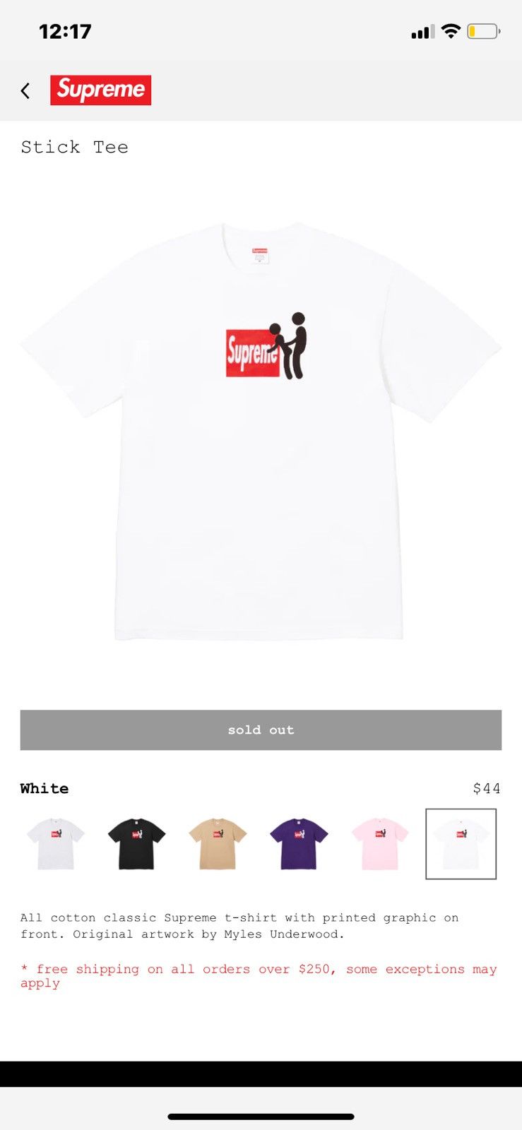 Supreme Stick Tee 白 L Buy Supreme Stick Tee 'White' - FW25T35 WHITE | GOAT