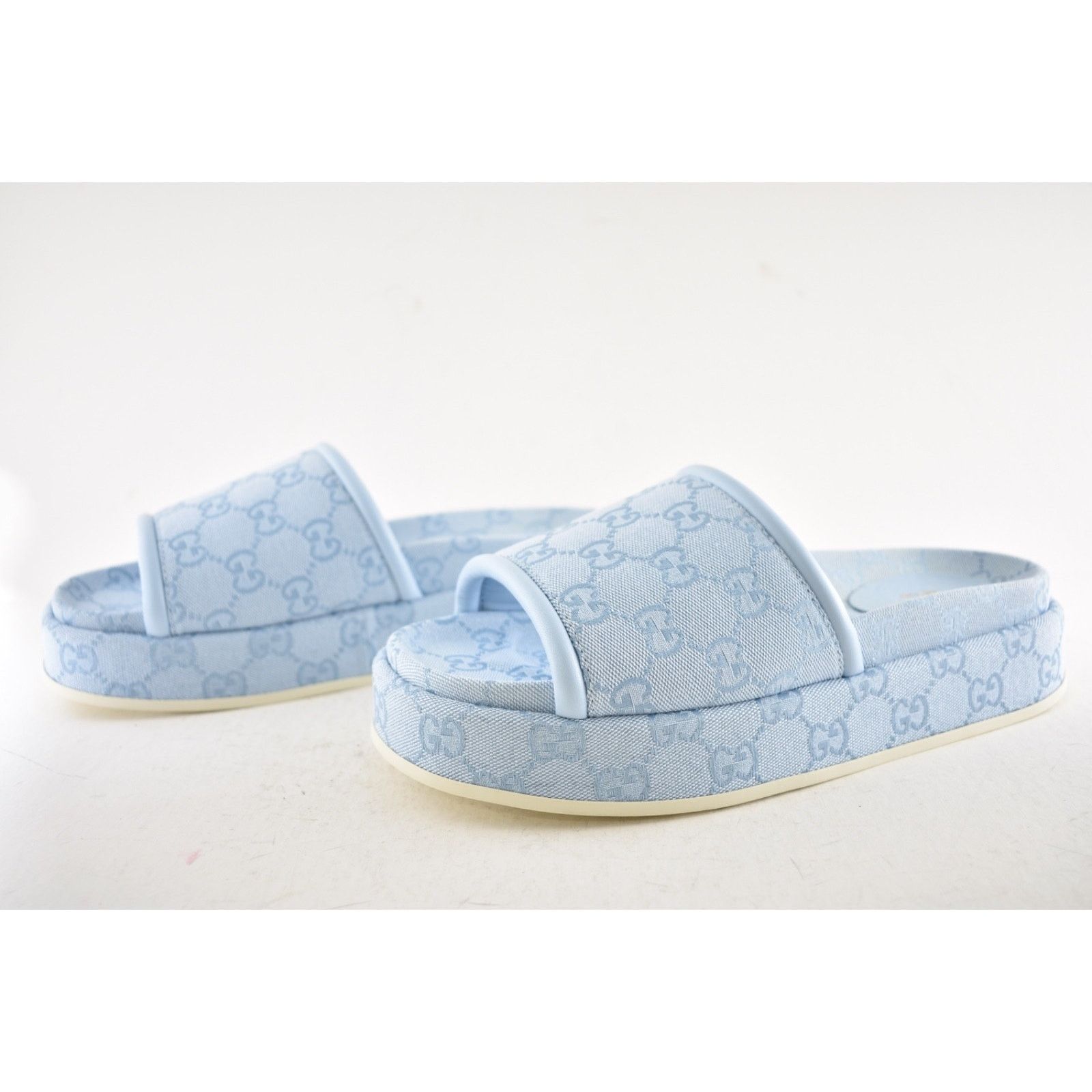 Gucci Gucci Light Blue GG Monogram Canvas Mule Platform Sandal 39 Size US 9 / IT 39 - 15 Thumbnail
