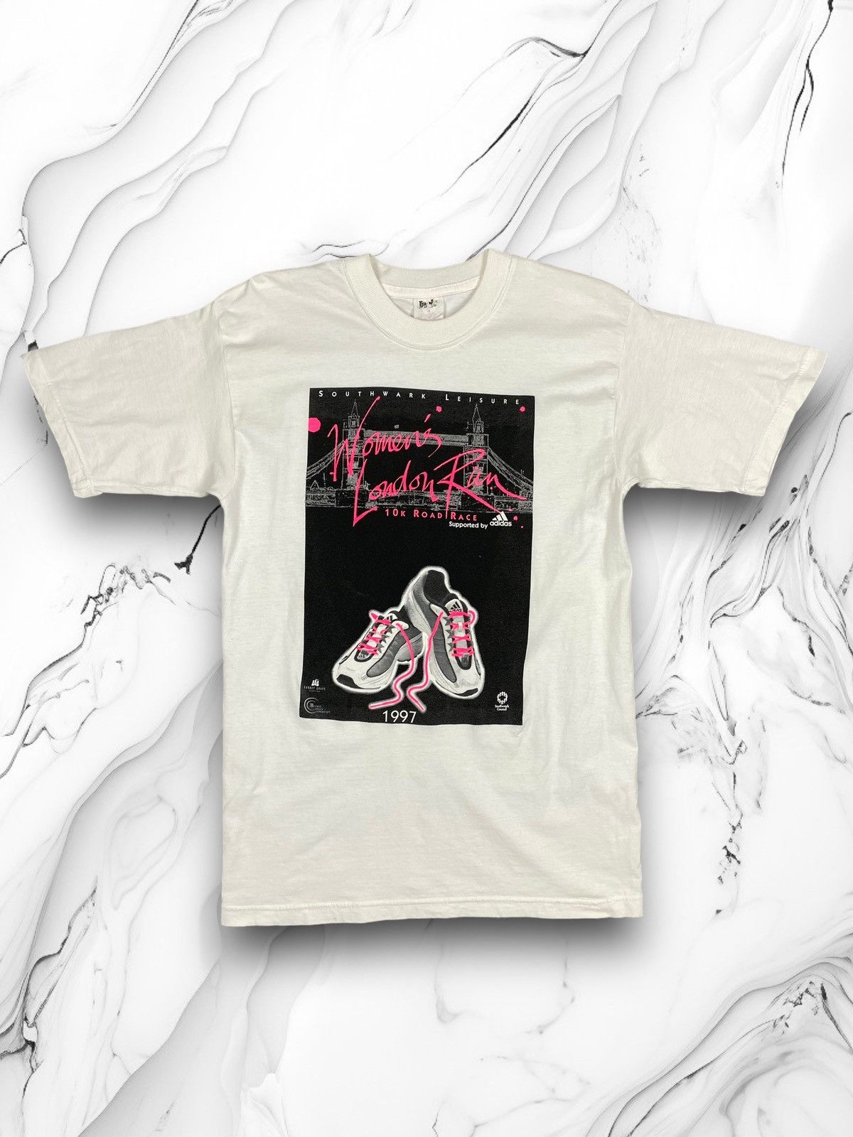 Adidas × Vintage Vintage Women’s London Run 10k Road Race By Adidas Tee 98s Size S / US 4 / IT 40 - 1 Thumbnail