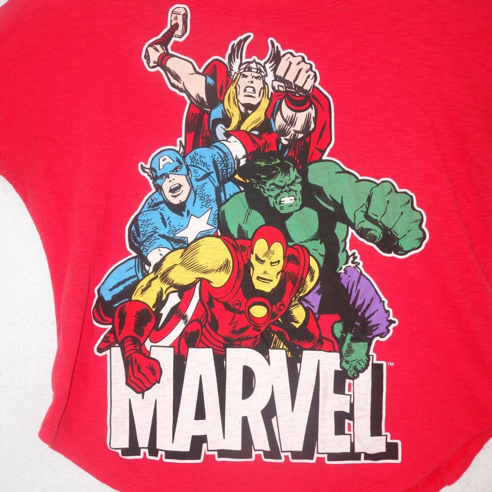 Marvel Comics Marvel Avengers Superhero Red Graphic T-Shirt Tee Jr Medium Size M / US 6-8 / IT 42-44 - 1 Thumbnail