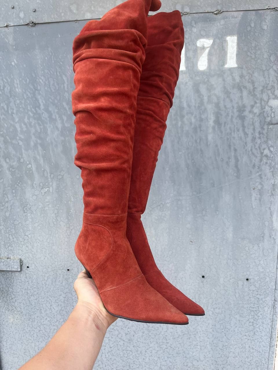 If Six Was Nine Vntg As 98 Guidi style Leather Faded Biker High Boots Heels Size US 5 / IT 35 - 1 Thumbnail