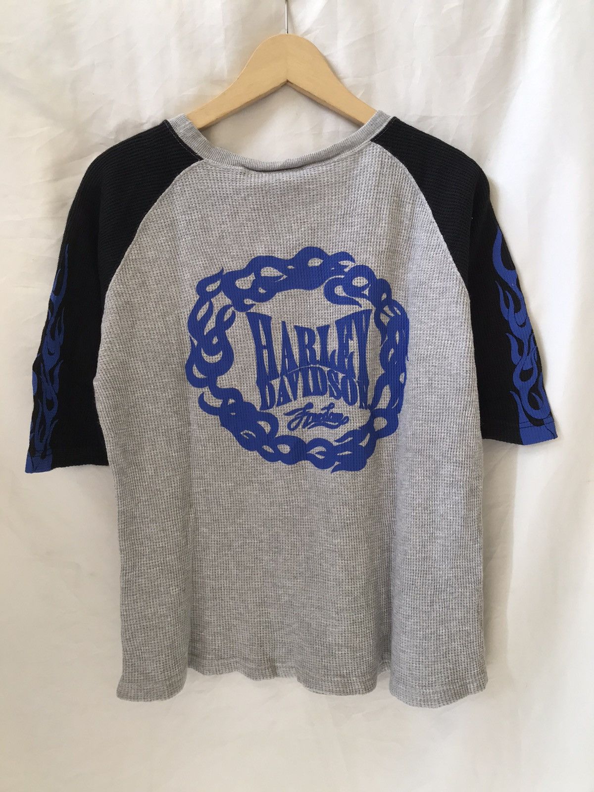 Harley Davidson Vintage Harley Blue Flames thermal tee Size L / US 10 / IT 46 - 2 Thumbnail