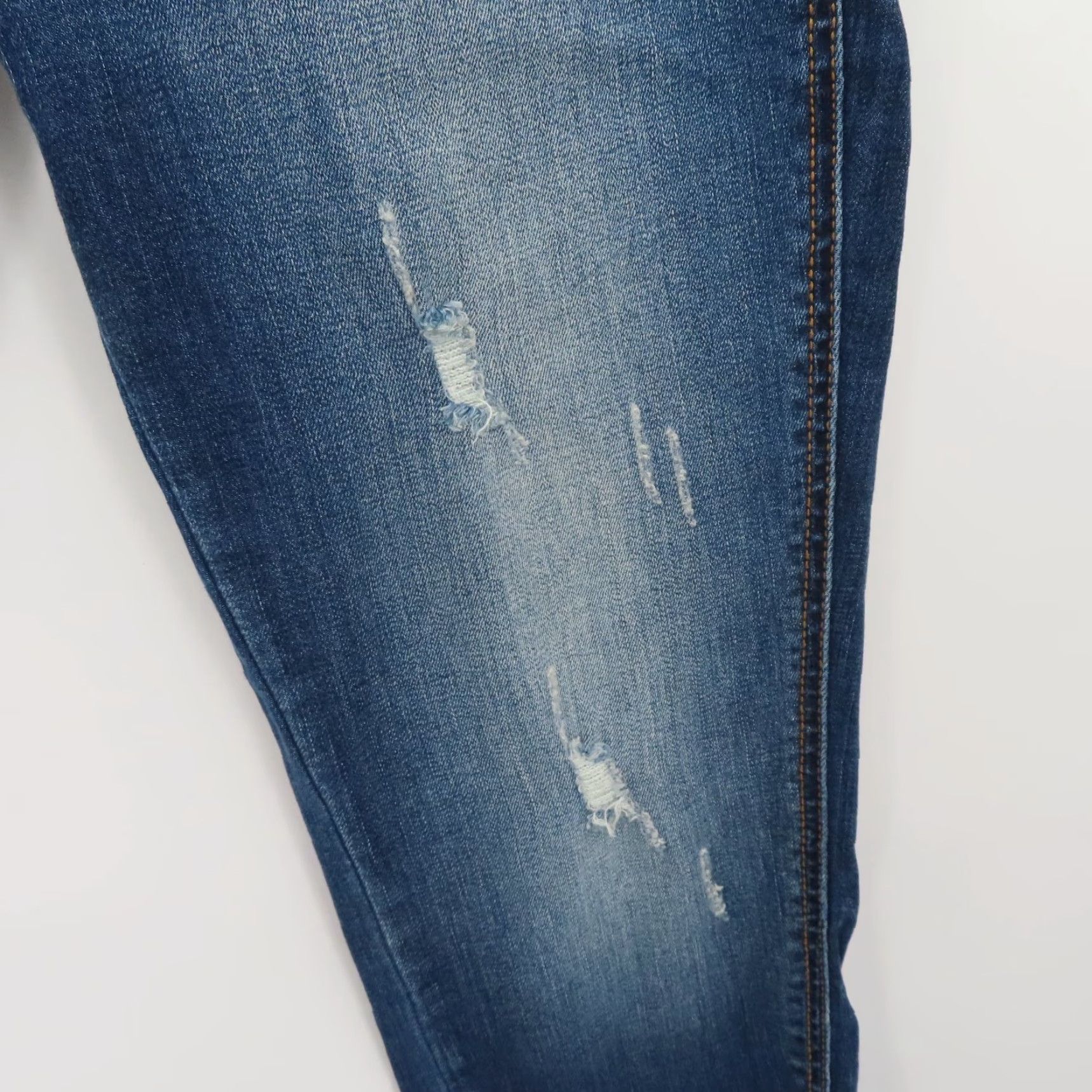 Vintage KanCan Jeans 28 Blue Distressed Denim Skinny 5-Pocket Pockets Twisted Seam Women Modern Casual Pants Size 28" / US 6 / IT 42 - 6 Thumbnail