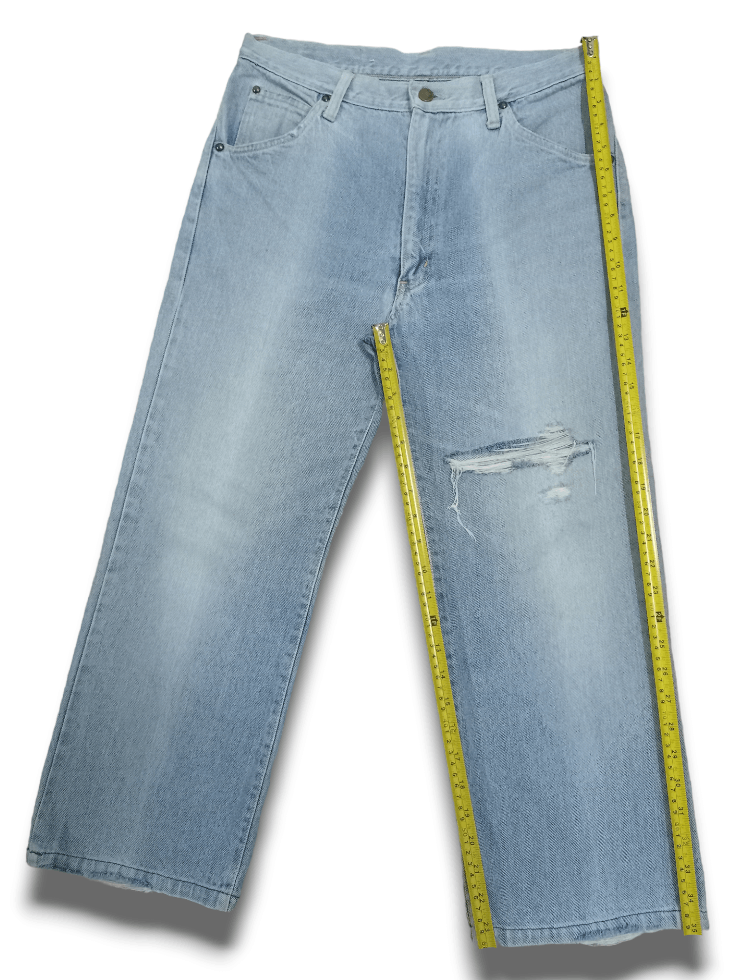 Edwin × Japanese Brand Vintage Edwin Light Wash Ripped Style Baggy Jeans 31x24 Size US 31 - 11 Thumbnail