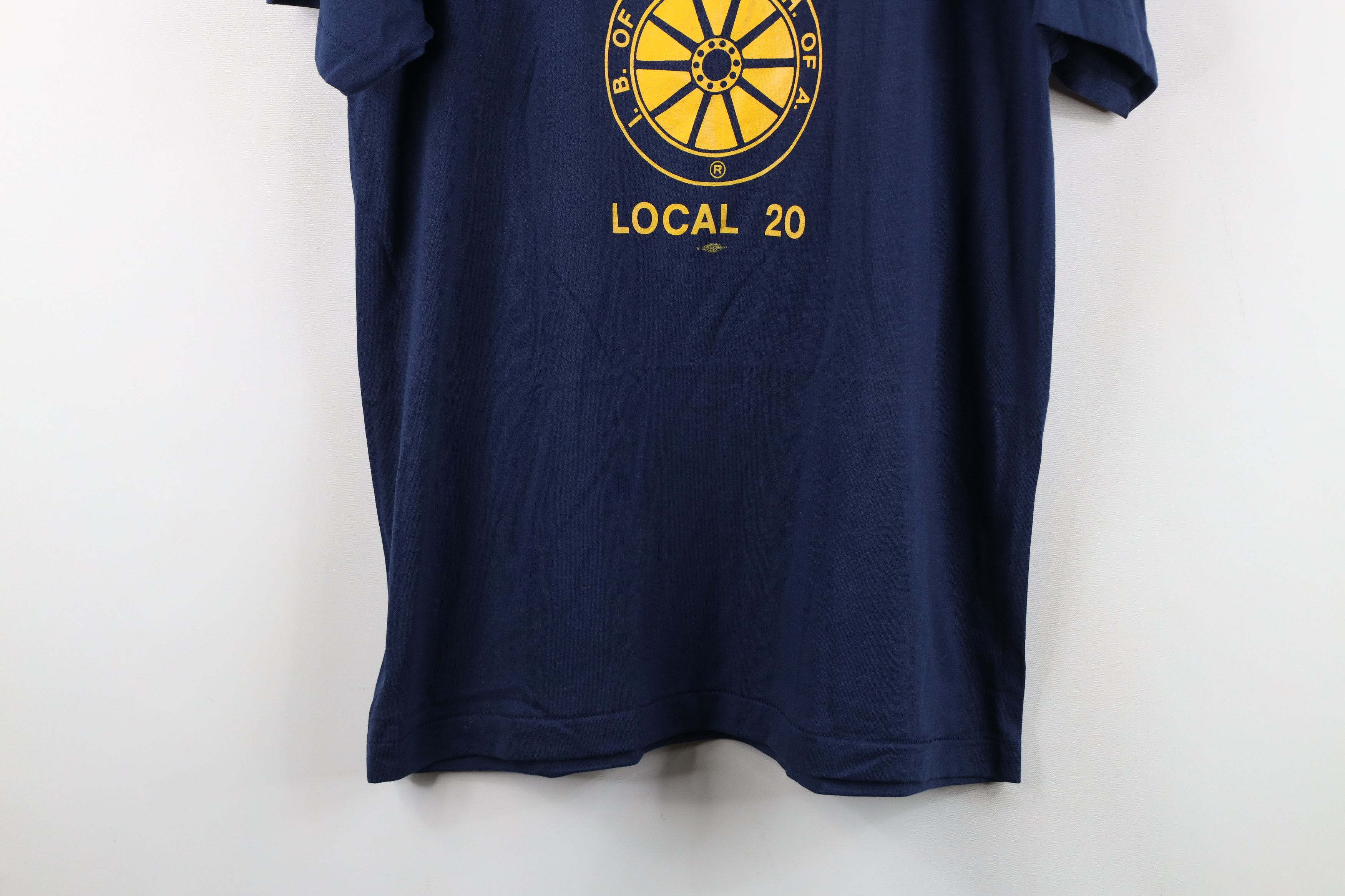 Vintage Vintage 80s 90s Union Local 20 Short Sleeve T-Shirt Blue USA Size US XL / EU 56 / 4 - 3 Thumbnail