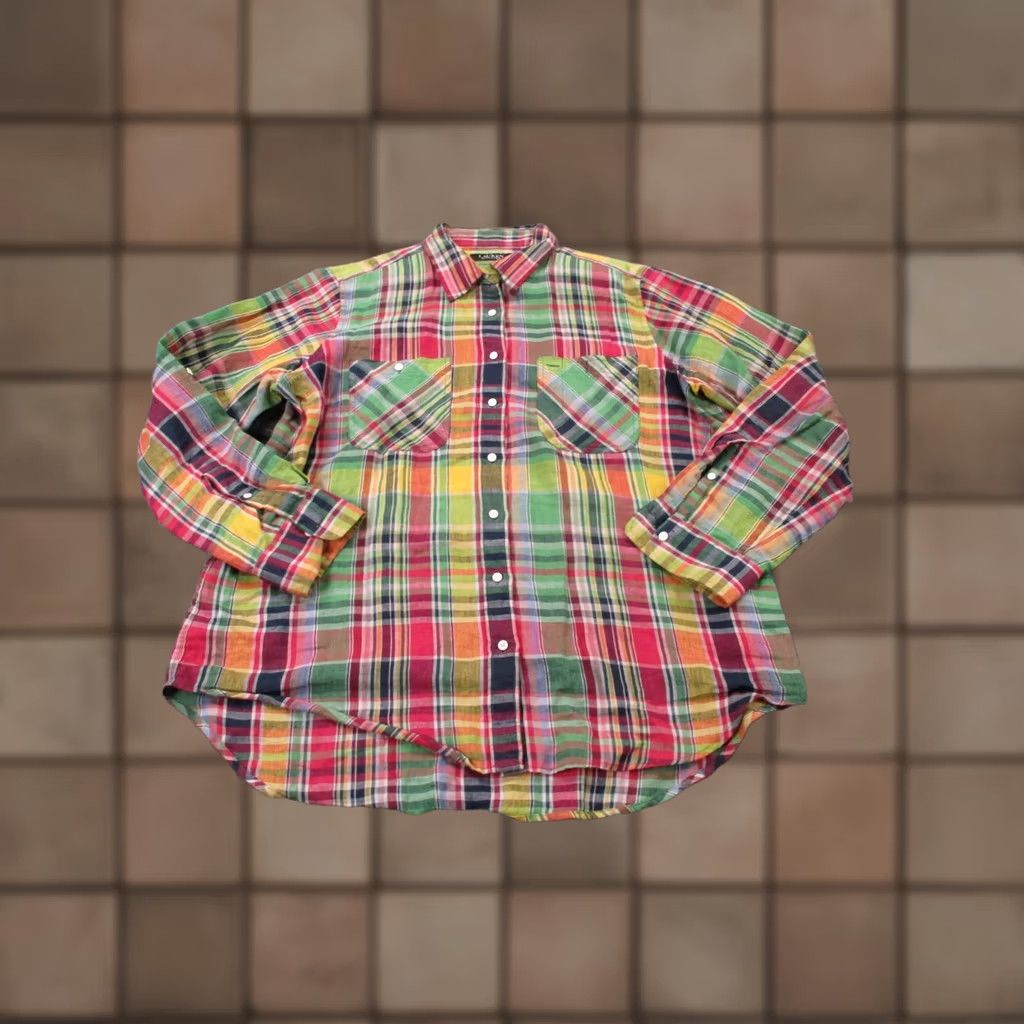 Ralph Lauren Lauren Ralph Lauren Shirt Mens XL Plaid Linen Button-Up Casual Business Colorful Multicolor Classic Preppy Size US XL / EU 56 / 4 - 1 Thumbnail