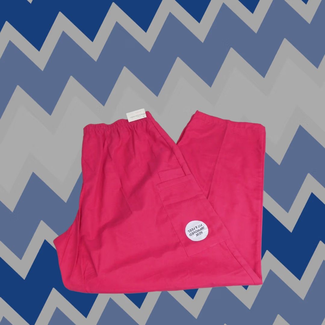 Vintage Bobbie Brooks Uniform Scrub Pants Wide Leg Pull-On Pink Medium Women, Solid, 60/40 Cotton Blend, 30" Inseam, Medical Clothing Size US 31 - 1 Thumbnail