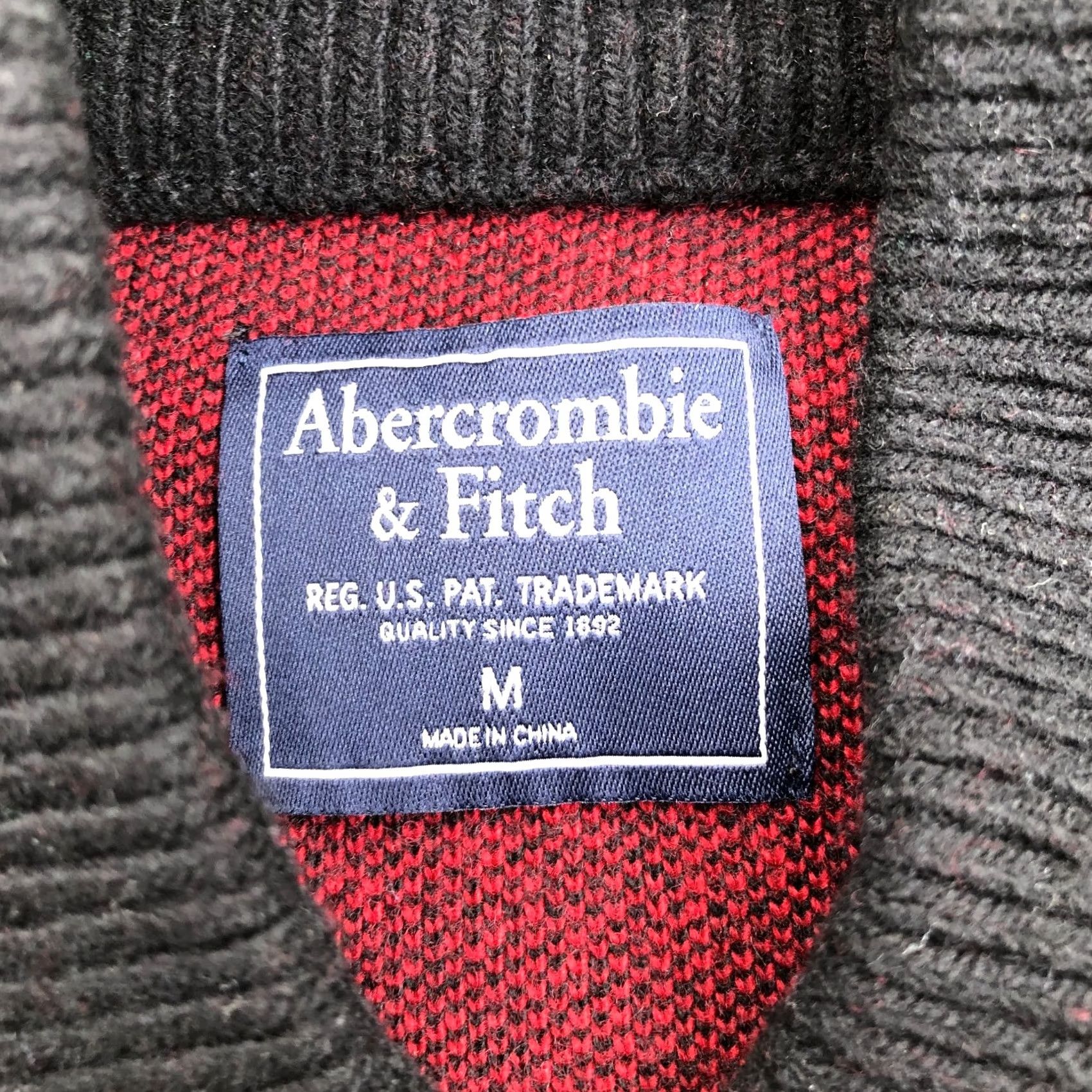 Abercrombie & Fitch ABERCROMBIE & FITCH Lumberjacket Jacket Men MED Red Black Merino Wool Nylon Cardigan Crewneck - Mens Size US M / EU 48-50 / 2 - 3 Thumbnail