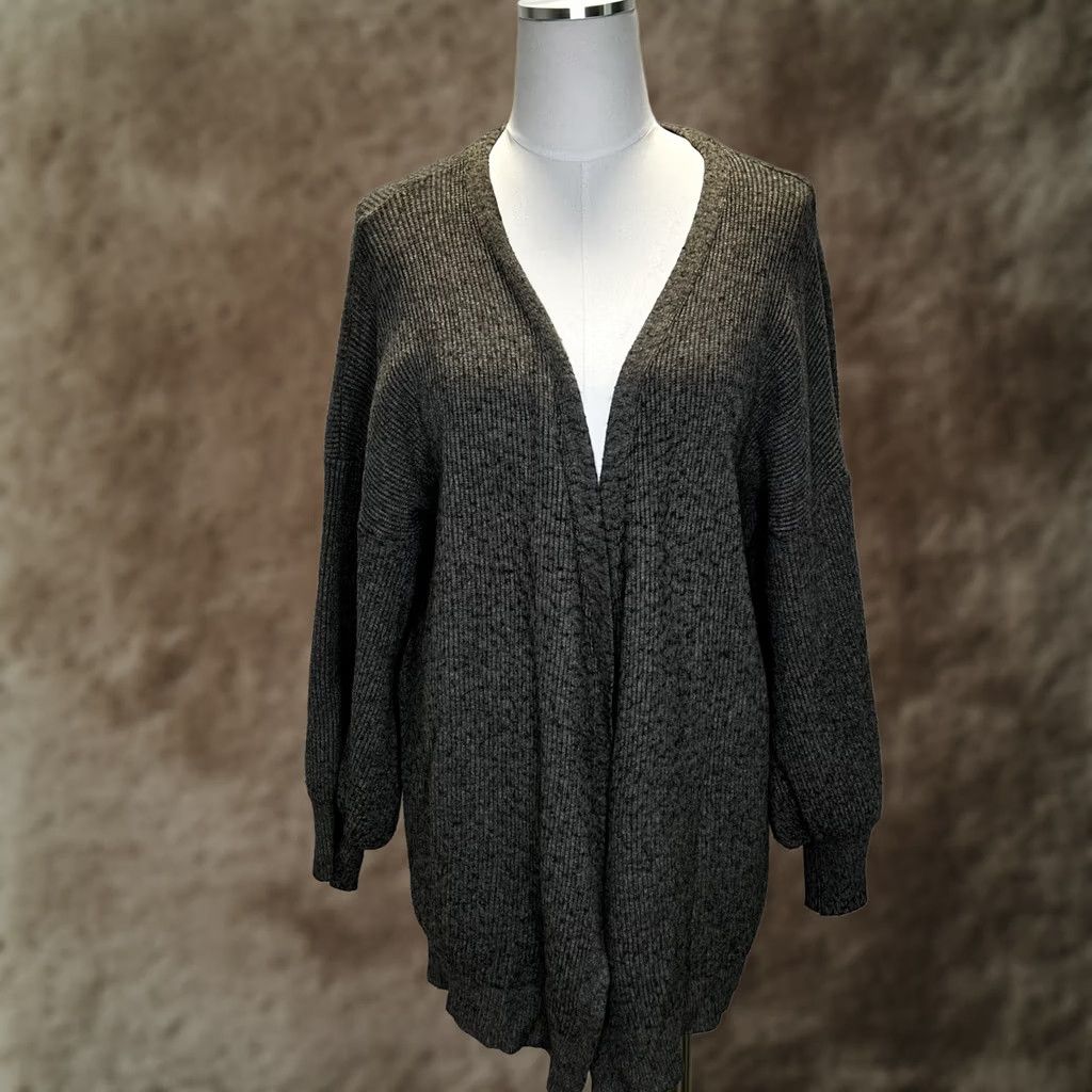 Vintage DREAMERS Debut Cardigan Womens Large Gray Open Front Balloon Sleeve Sweater Size L / US 10 / IT 46 - 1 Thumbnail
