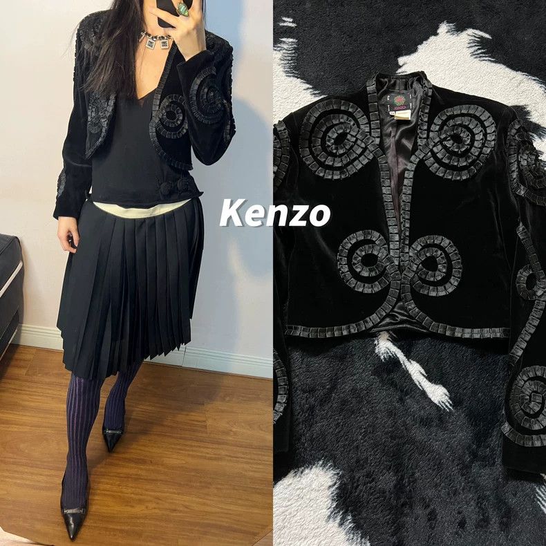 Kenzo Kenzo Short Velvet Coat with Ribbon - dmc Size US S / EU 44-46 / 1 - 1 Thumbnail