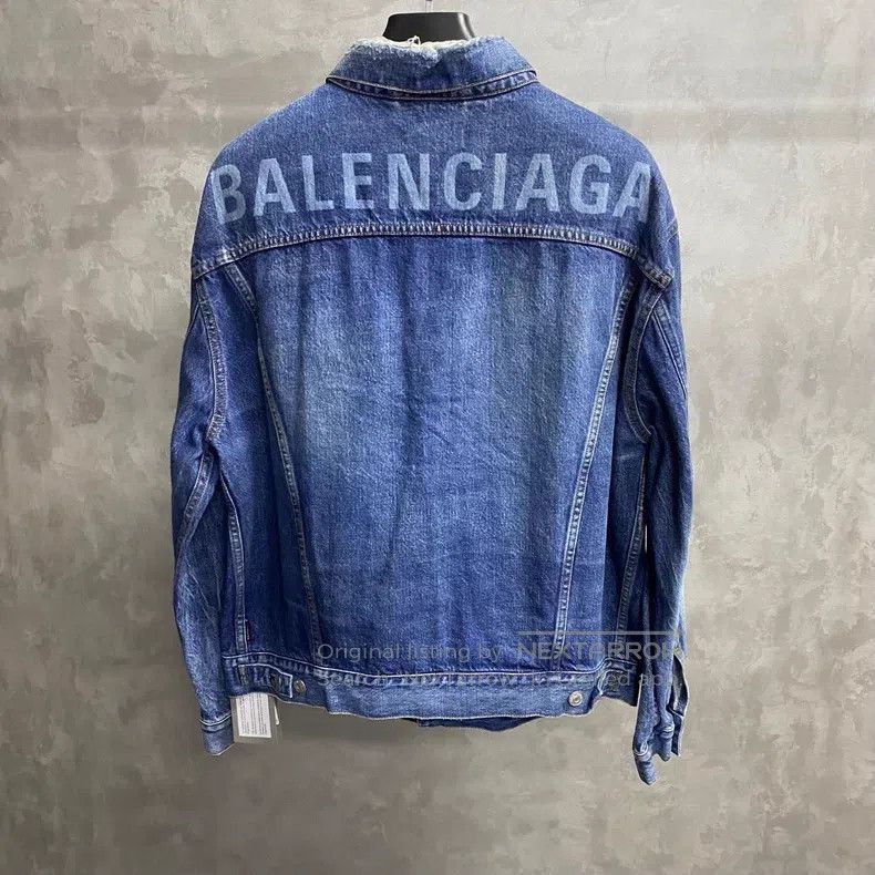 Balenciaga Balenciaga Blue Back Printed Logo Denim Jacket Size US L / EU 52-54 / 3 - 3 Thumbnail