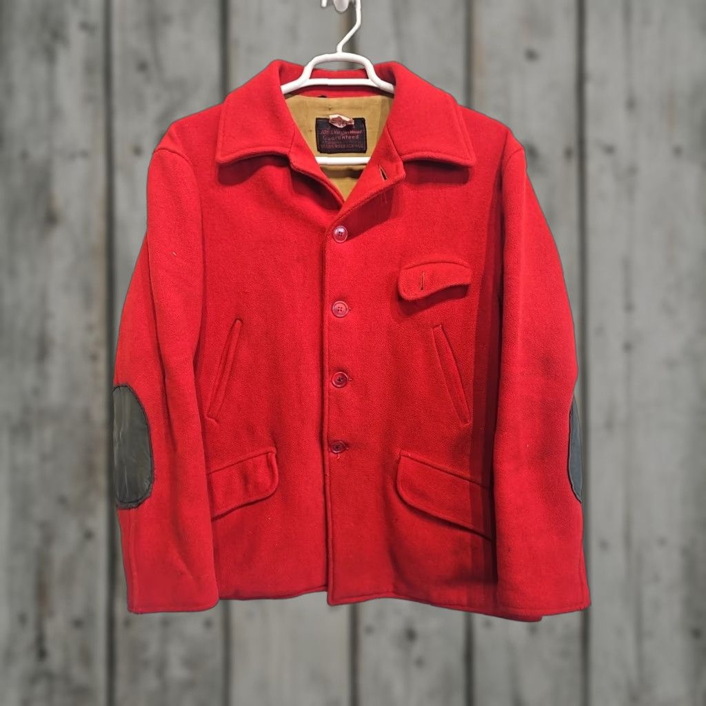 Vintage VINTAGE Woolrich Jacket Long Wool Hunting Coat Parka Men L Red 50s Size US L / EU 52-54 / 3 - 1 Thumbnail