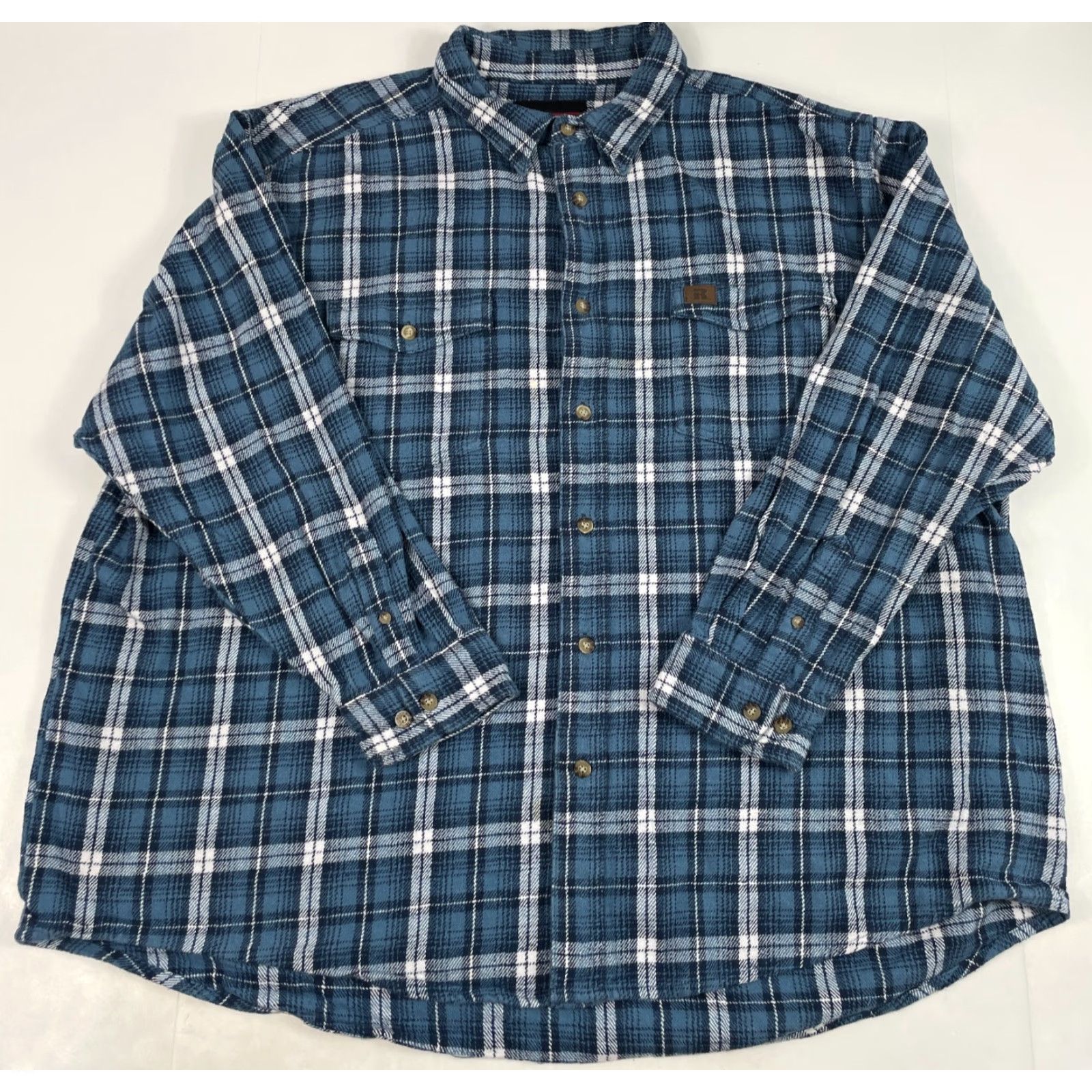 Wrangler Wrangler Shirt Mens 3XL Blue Riggs Workwear Flannel Button Up Cowboy Rodeo Plaid Serif? Size US XXL / EU 58 / 5 - 2 Thumbnail