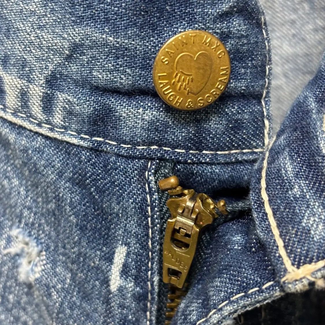 Saint Michael Saint Michael Distressed Flare Double Knee Denim Pants Size US 32 / EU 48 - 3 Thumbnail