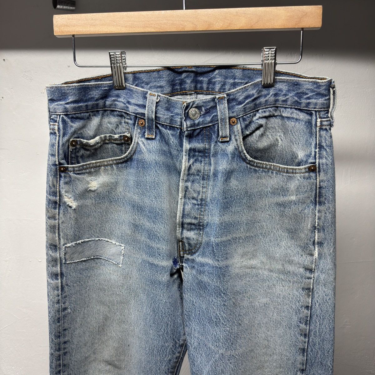 Levi's 80s Levi's 501 Thrashed Distressed Jeans ERD Grunge Chrome Size US 31 - 7 Thumbnail