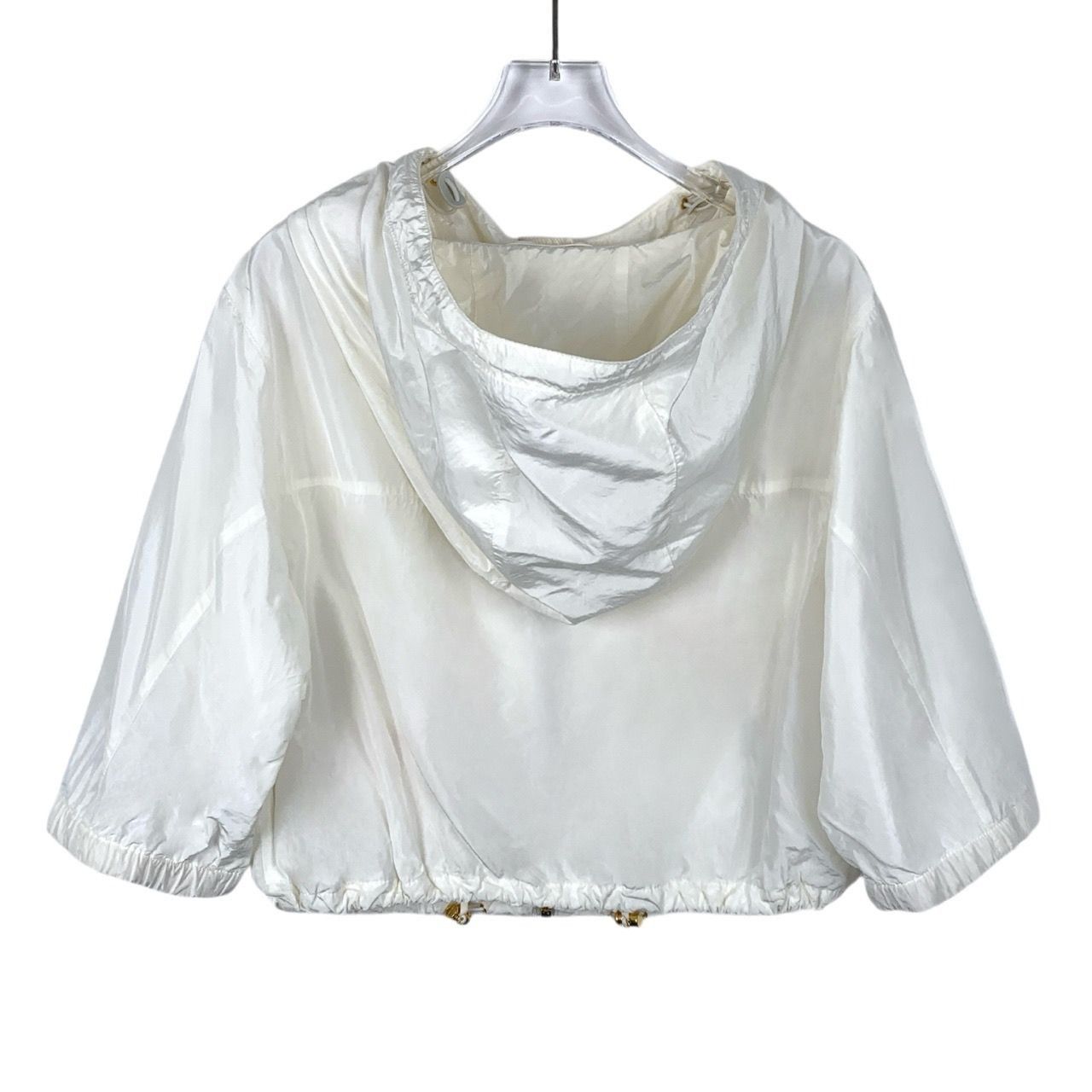 Prada Prada Milky White Hooded Silk Blend Zip-Up Jacket Size S / US 4 / IT 40 - 5 Thumbnail