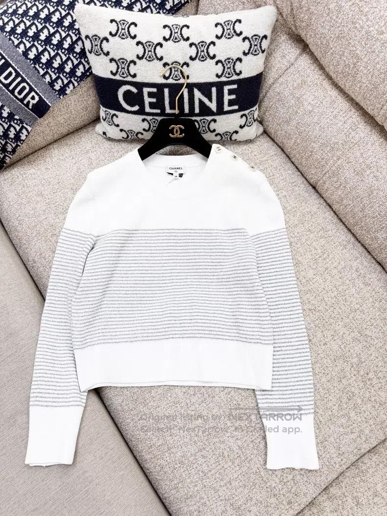 Chanel Chanel Silver silk striped long sleeves Size XS / US 0-2 / IT 36-38 - 9 Thumbnail