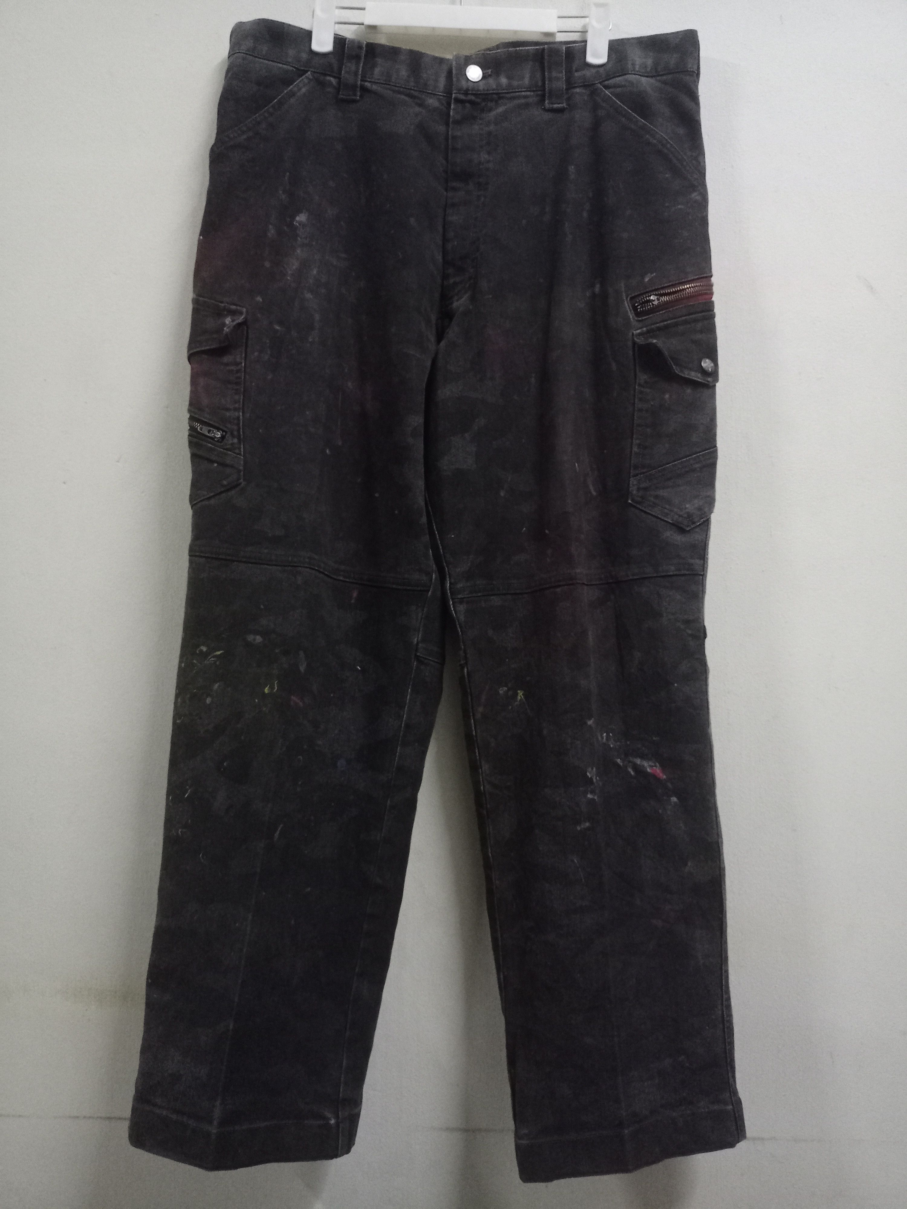 Japanese Brand Vintage Japanese Brand Painted Cargo Baggy Denim Pants Size US 34 / EU 50 - 3 Thumbnail