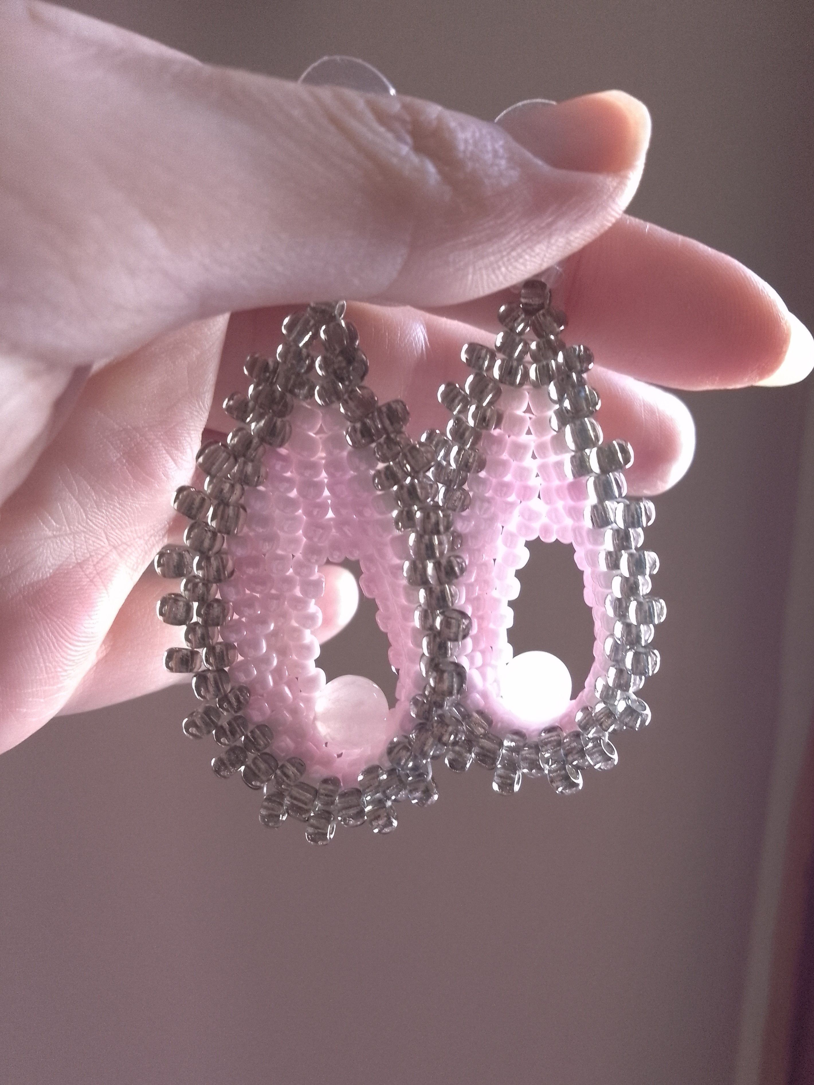 Handmade Earrings Long Dangle Leafy Rose quartz gemstones Size ONE SIZE - 3 Thumbnail