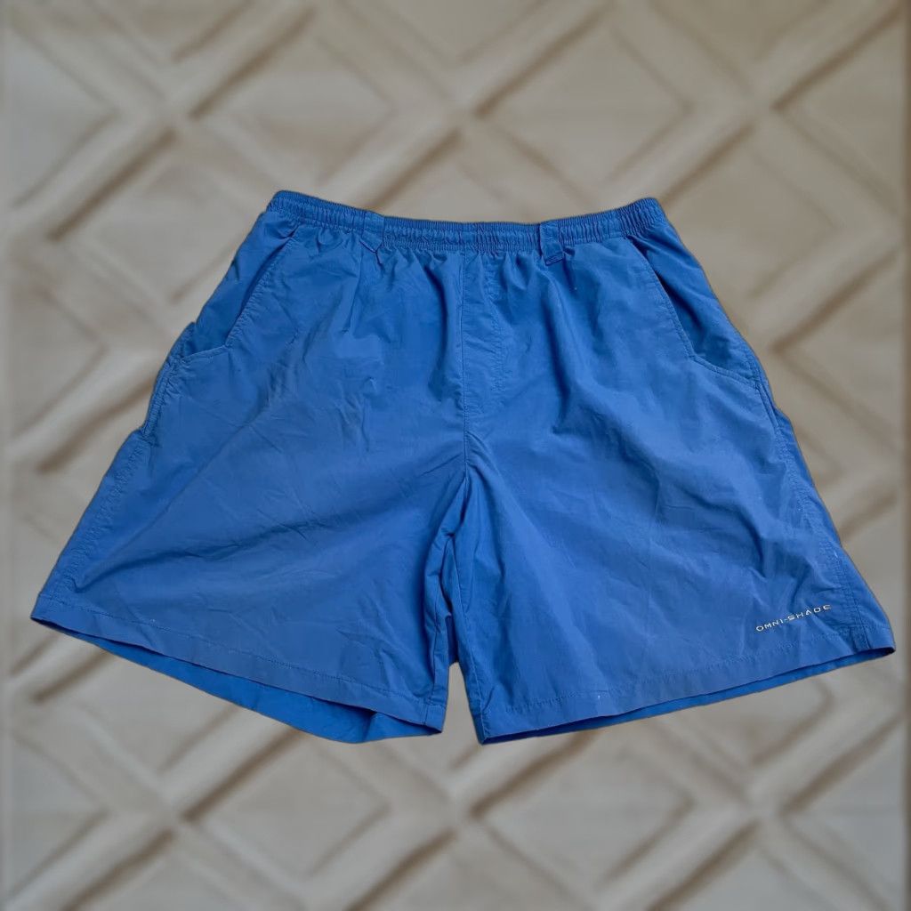 Vintage Columbia PFG Omni Shade Water Shorts Mens Large Blue Elastic Trunks 33x7.5 Onsite? Size US 33 - 1 Thumbnail