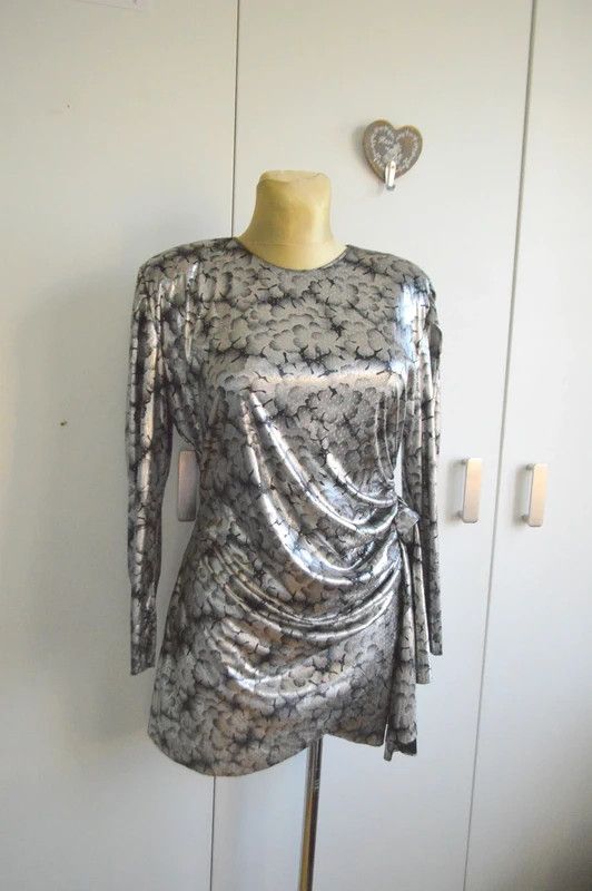 Other Creasy Paris 90s 80s Vintage Retro Silver Dress Size M / US 6-8 / IT 42-44 - 3 Thumbnail