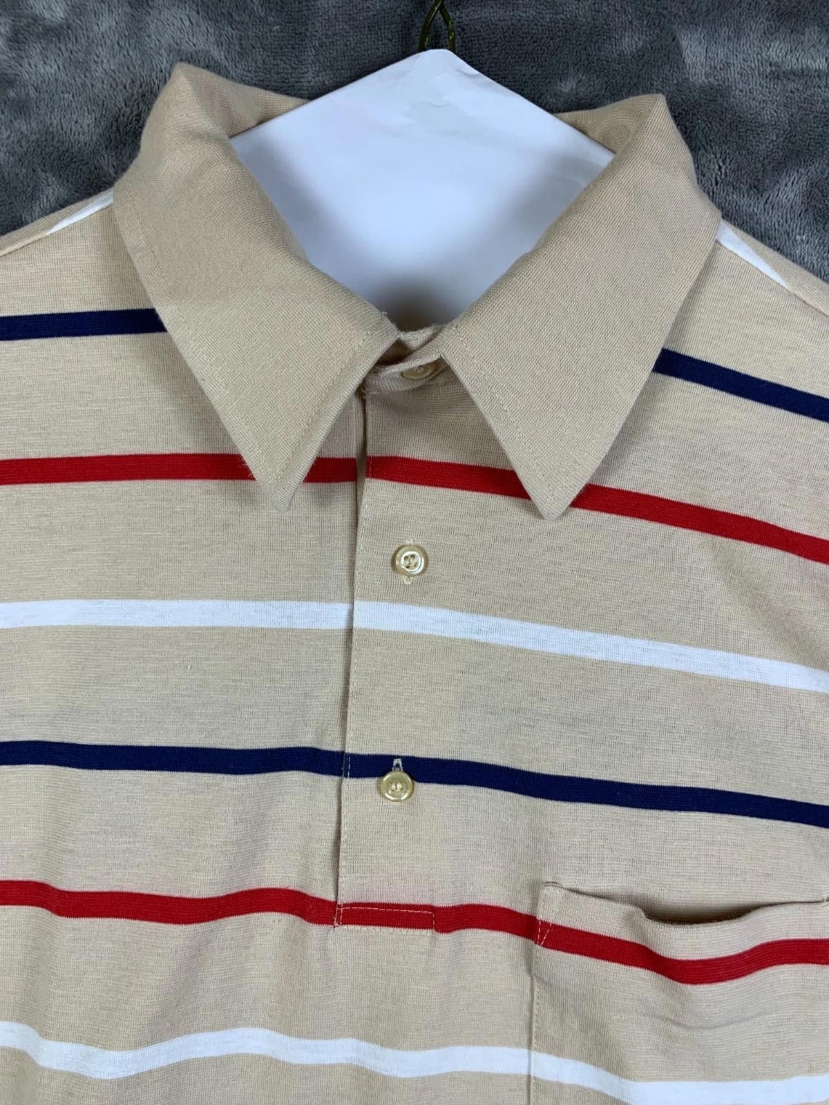 Puritan Vintage Puritan Mens Brown Thin Striped SS Polo Size L (244) Size US L / EU 52-54 / 3 - 3 Thumbnail