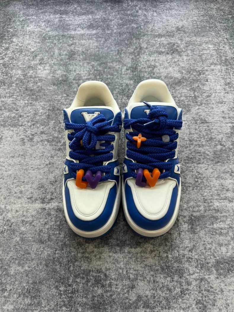 Louis Vuitton Louis Vuitton White and Blue Fat Ding Trainer shoes Size US 10 / EU 43 - 1 Thumbnail