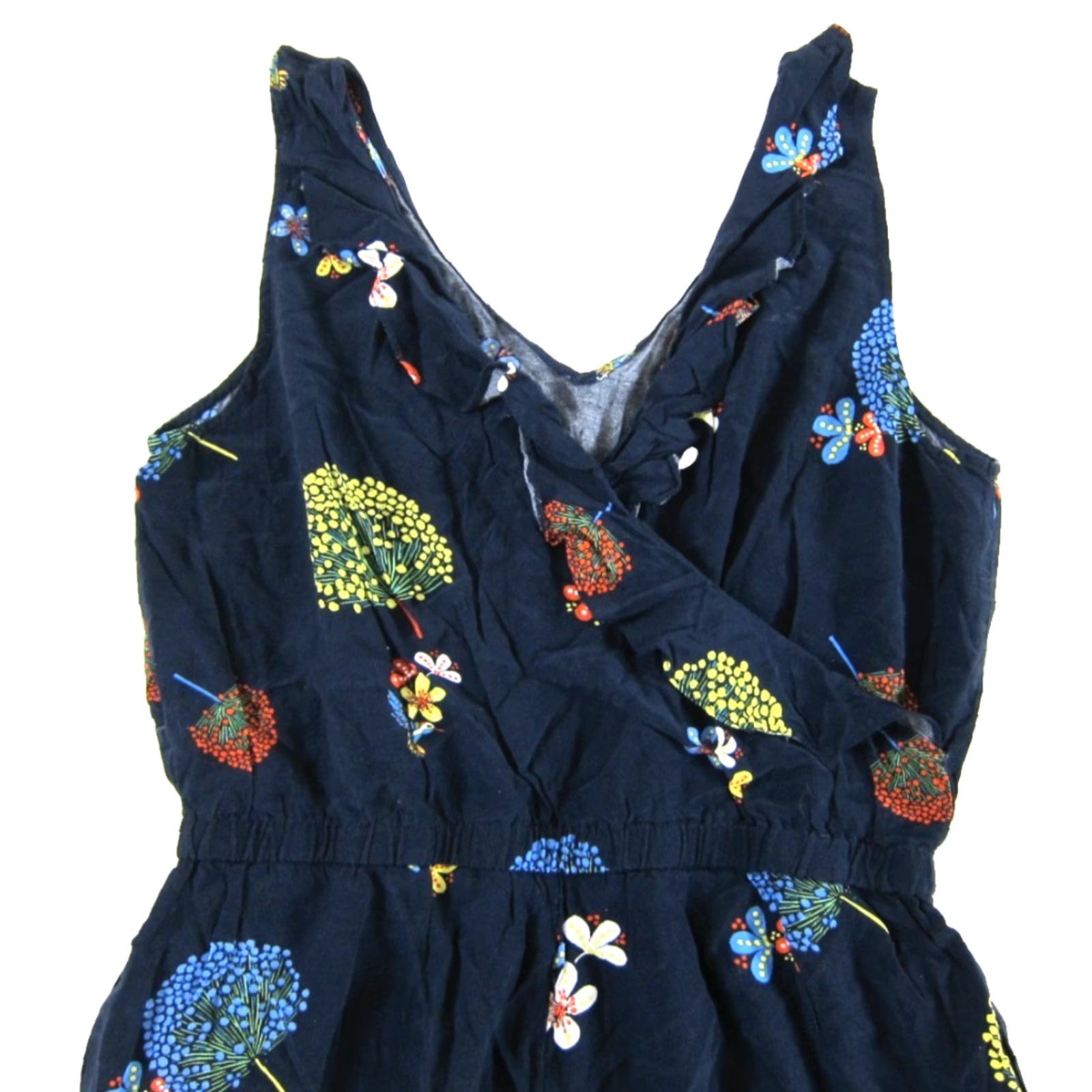 Ann Taylor Ann Taylor Loft Jumpsuit Womens 8 Floral Pocket Sleeveless V-Neck One-Piece Blue Rayon Size 30" / US 8 / IT 44 - 5 Thumbnail