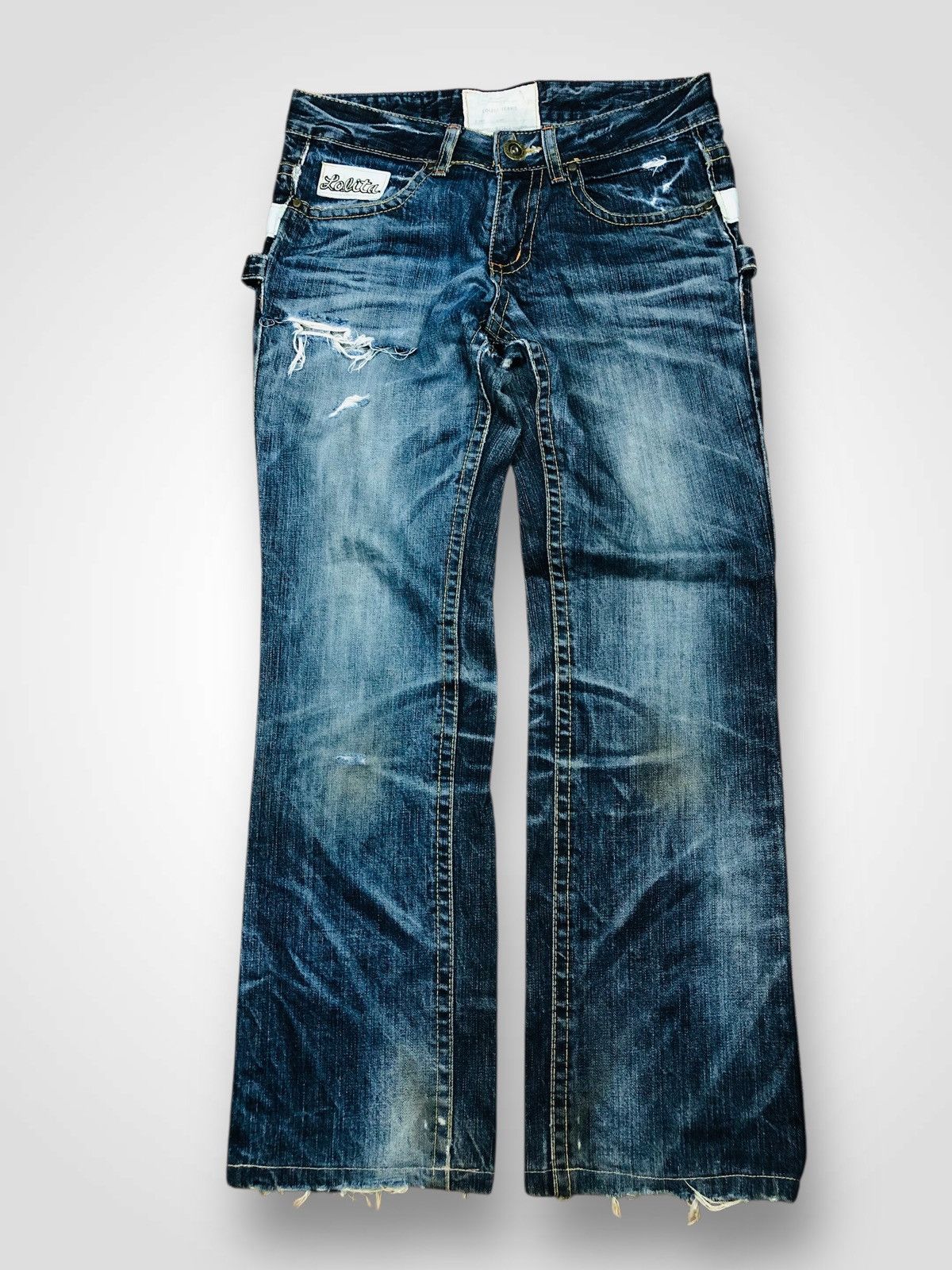 If Six Was Nine Lolita Jeans Y2K Distressed Bootcut/Flare Denim (Rare) (40) Size 32" / US 10 / IT 46 - 1 Thumbnail