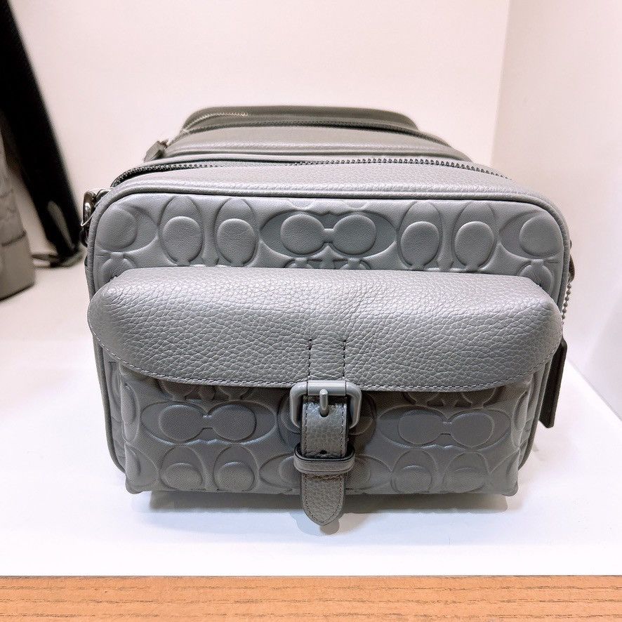 Coach Warner Crossbody Bag In Signature Leather Caj83 in Grey, Men's