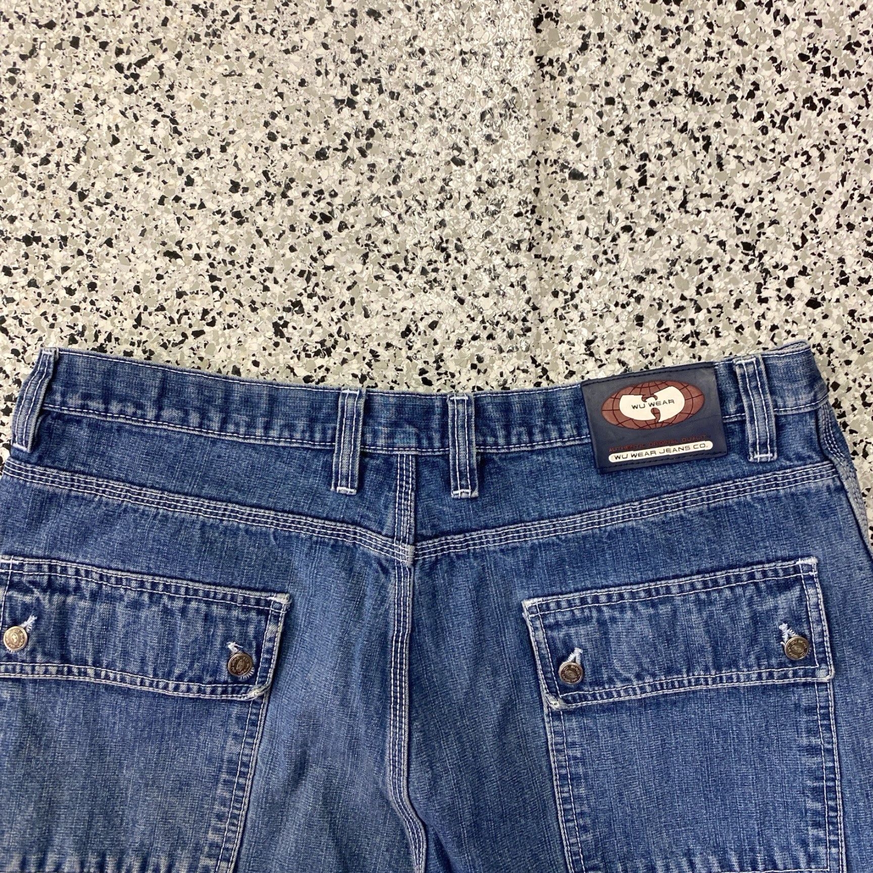 Vintage VINTAGE Wu Wear Jeans Baggy Wide Leg Carpenter Mens 36x32 36x31 Blue Denim GUC Size US 33 - 4 Thumbnail