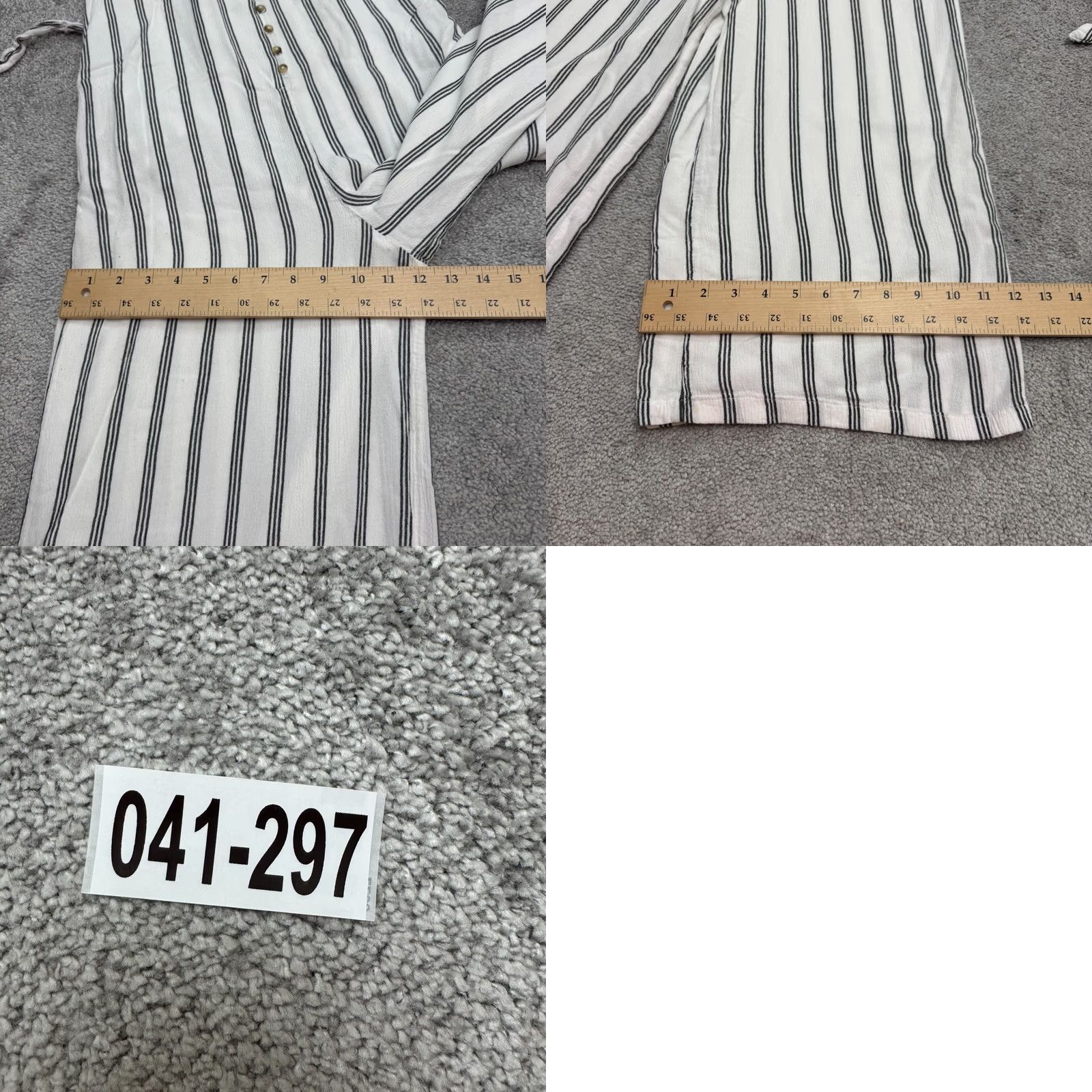 American Eagle Outfitters VINTAGE American Eagle Belted Wide Leg Jumpsuit Womens XS White Striped Button Up Size 26" / US 2 / IT 38 - 11 Thumbnail