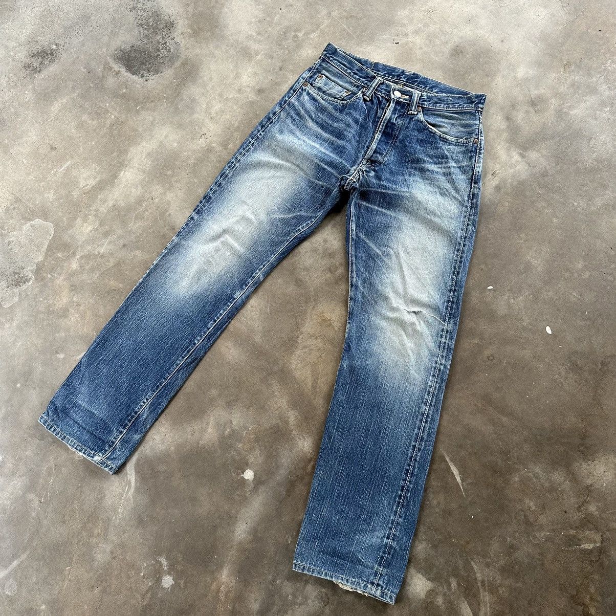 Japanese Brand Vintage Japanese Redline Distress Faded Denim Jean Pant W29 Size US 29 - 4 Thumbnail