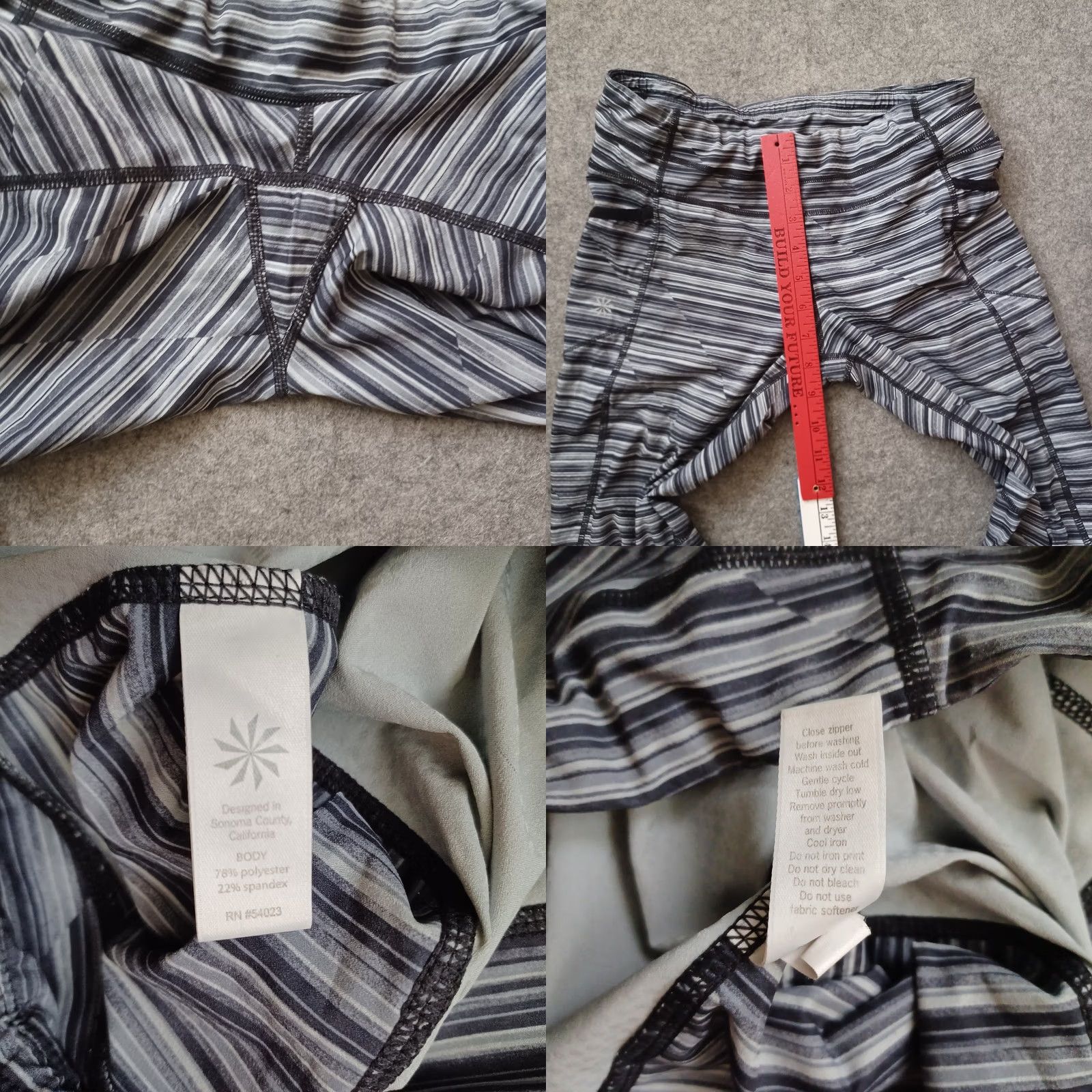 Athleta Athleta Leggings Womens Small Gray Black Striped Capri Zip Pocket Pockets Size 28" / US 6 / IT 42 - 8 Thumbnail