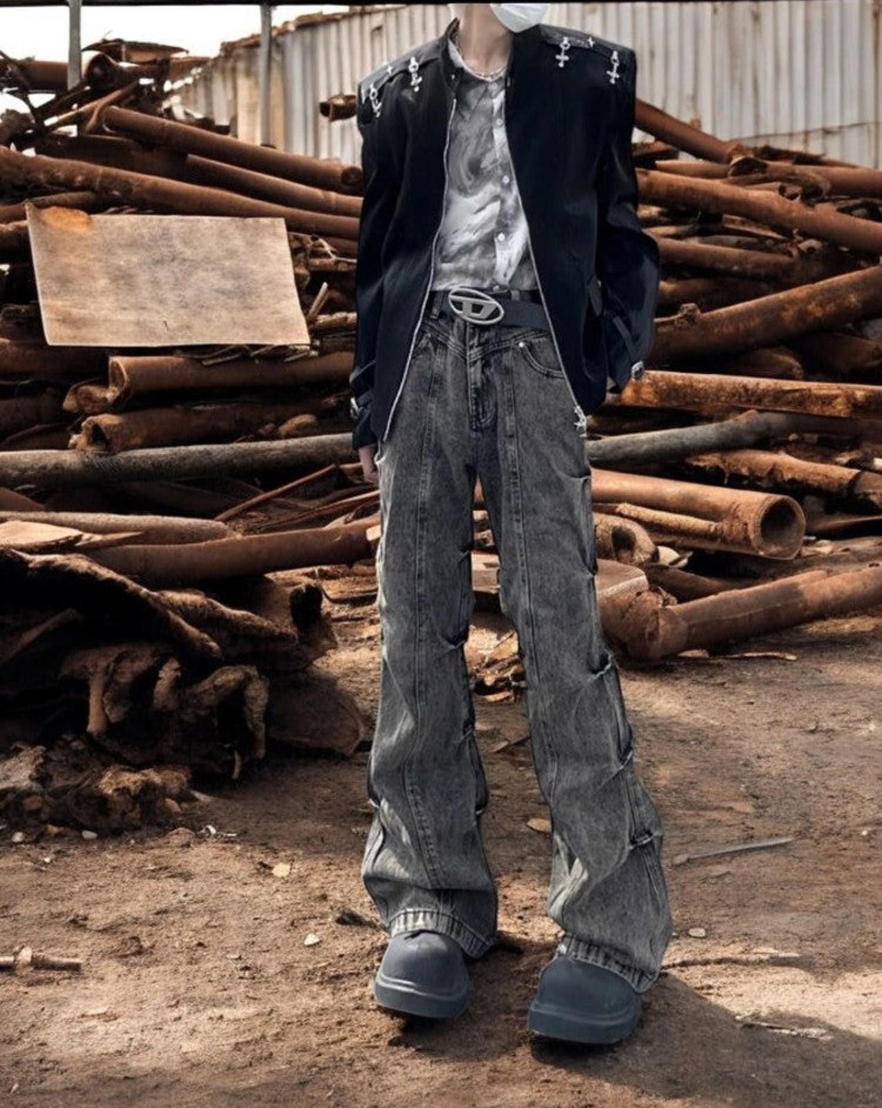 Jean Pleated Stacked Long Denim Jeans Size US 31 - 4 Thumbnail