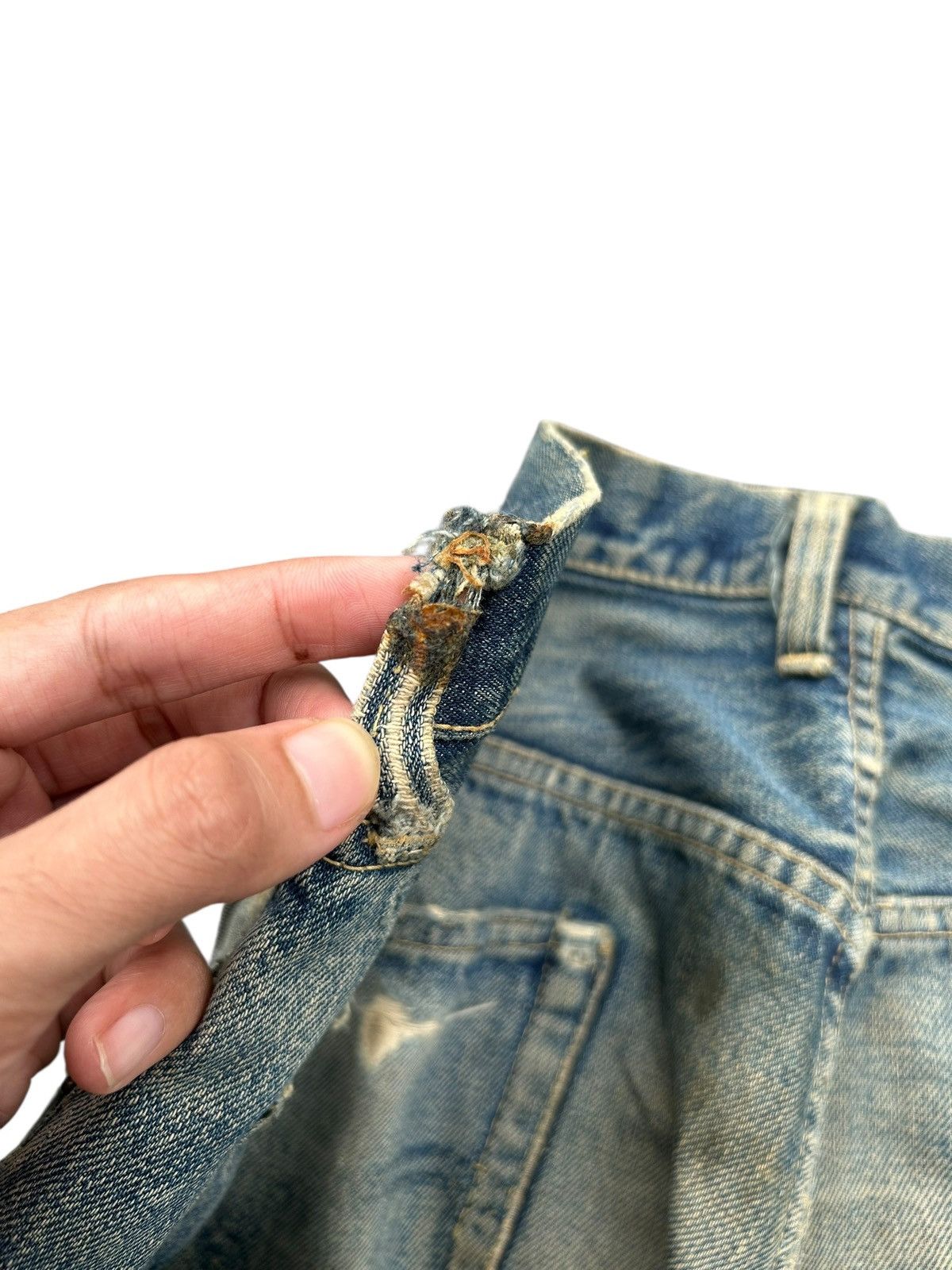 Levi's 50s Vintage Levis big E Hidden Rivet Thrashed Denim Jeans Size US 35 - 18 Thumbnail