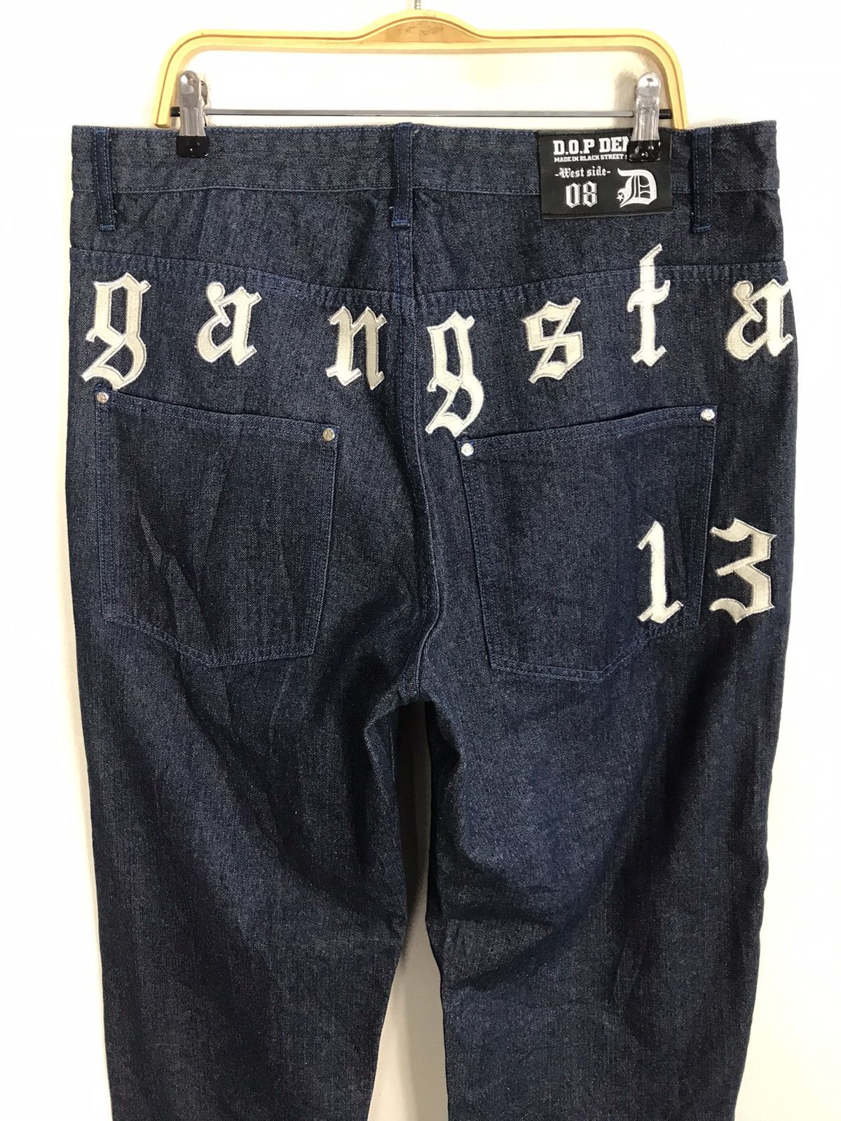 Vintage D.O.P Denim Gangsta 13 La Dark Indigo Denim Baggy Hiphop Size US 38 / EU 54 - 6 Thumbnail