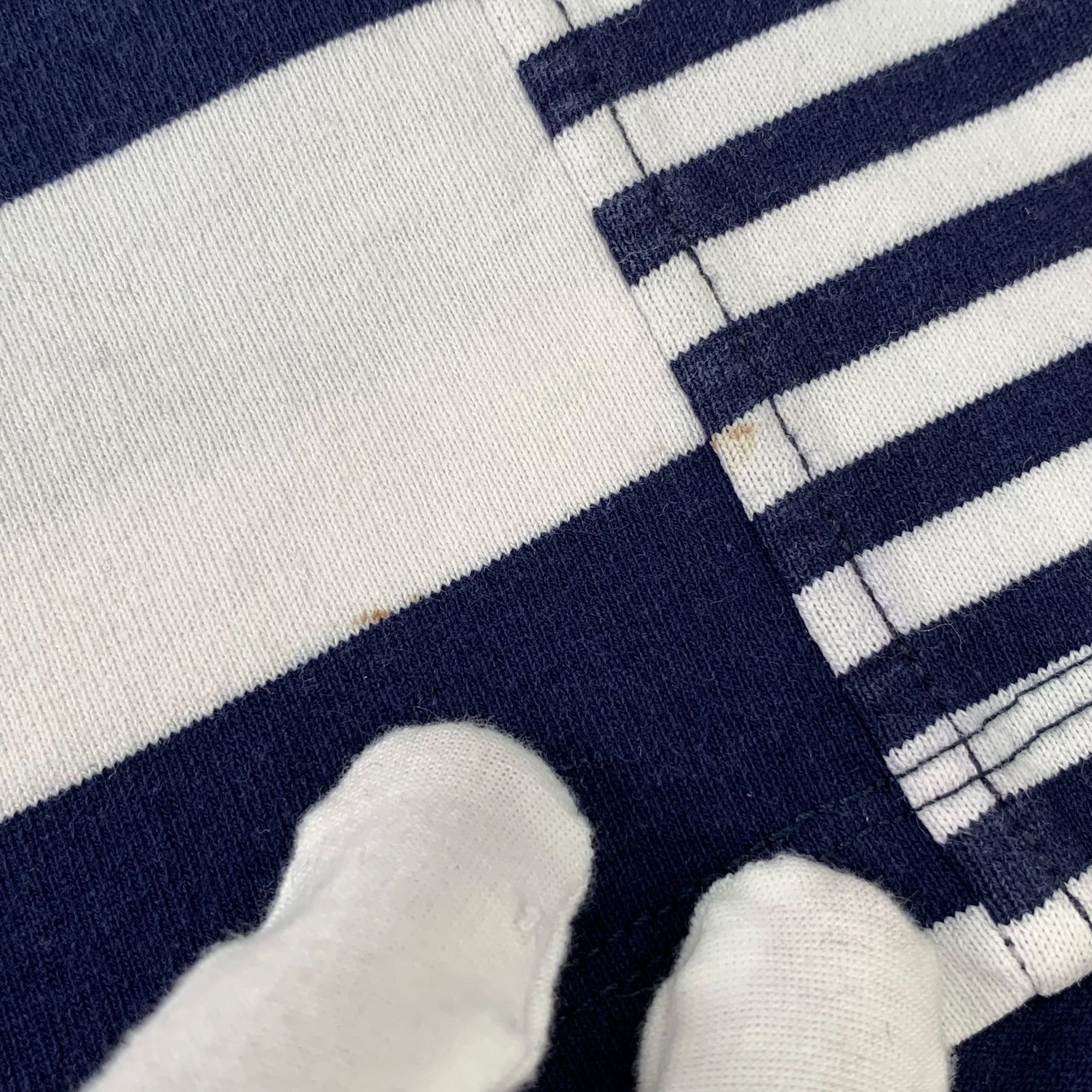 Burberry Burberry Striped Navy & White Cotton T-Shirt With Red Accent Size M / US 6-8 / IT 42-44 - 6 Thumbnail