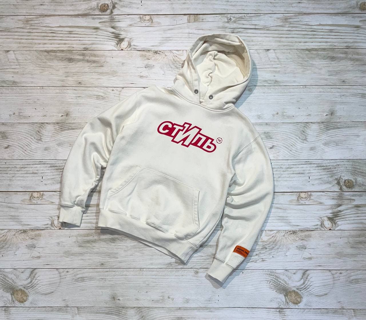 image of Heron Preston Ctnmb Hoodie Logo Print Drawstring Y2K in White, Men's (Size XS)