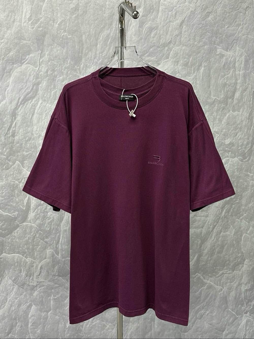 Balenciaga Balenciaga Purple Logo Embroidery T-Shirt Size S Size US S / EU 44-46 / 1 - 1 Thumbnail