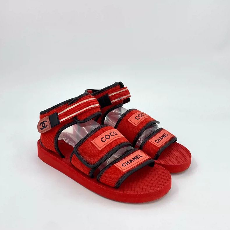 Chanel Red Chanel Velcro OpenToe Sandals -2505 Size US 8 / EU 41 - 2 Thumbnail
