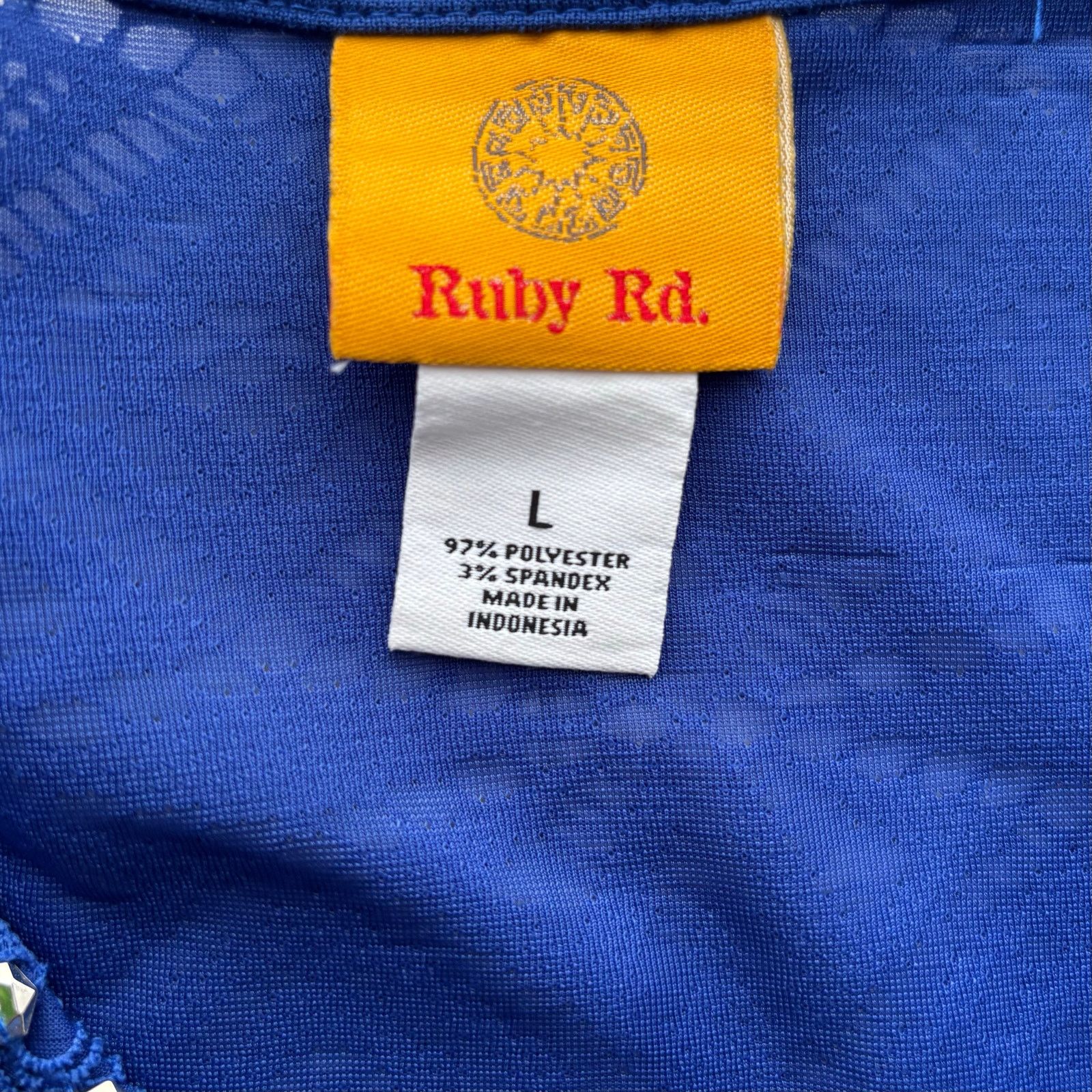 Other Ruby Rd. Blue Medallion Faux Wrap 3/4 Sleeve Shirt Large Size L / US 10 / IT 46 - 7 Thumbnail