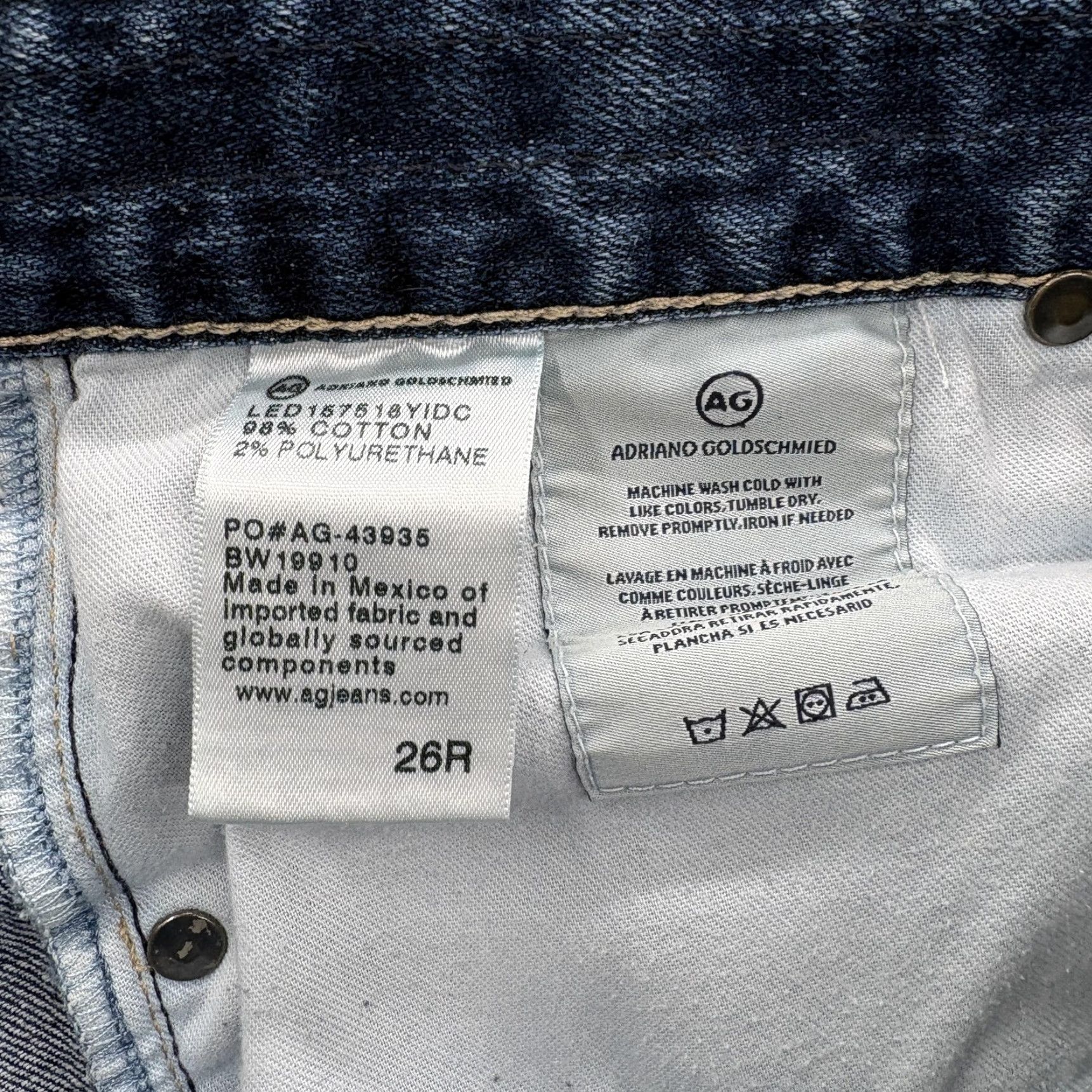 Denime AG Adriano Goldschmied Jeans Womens 26 Blue Ex Boyfriend Slim Stretch Denim Jeans Size 26" / US 2 / IT 38 - 5 Thumbnail
