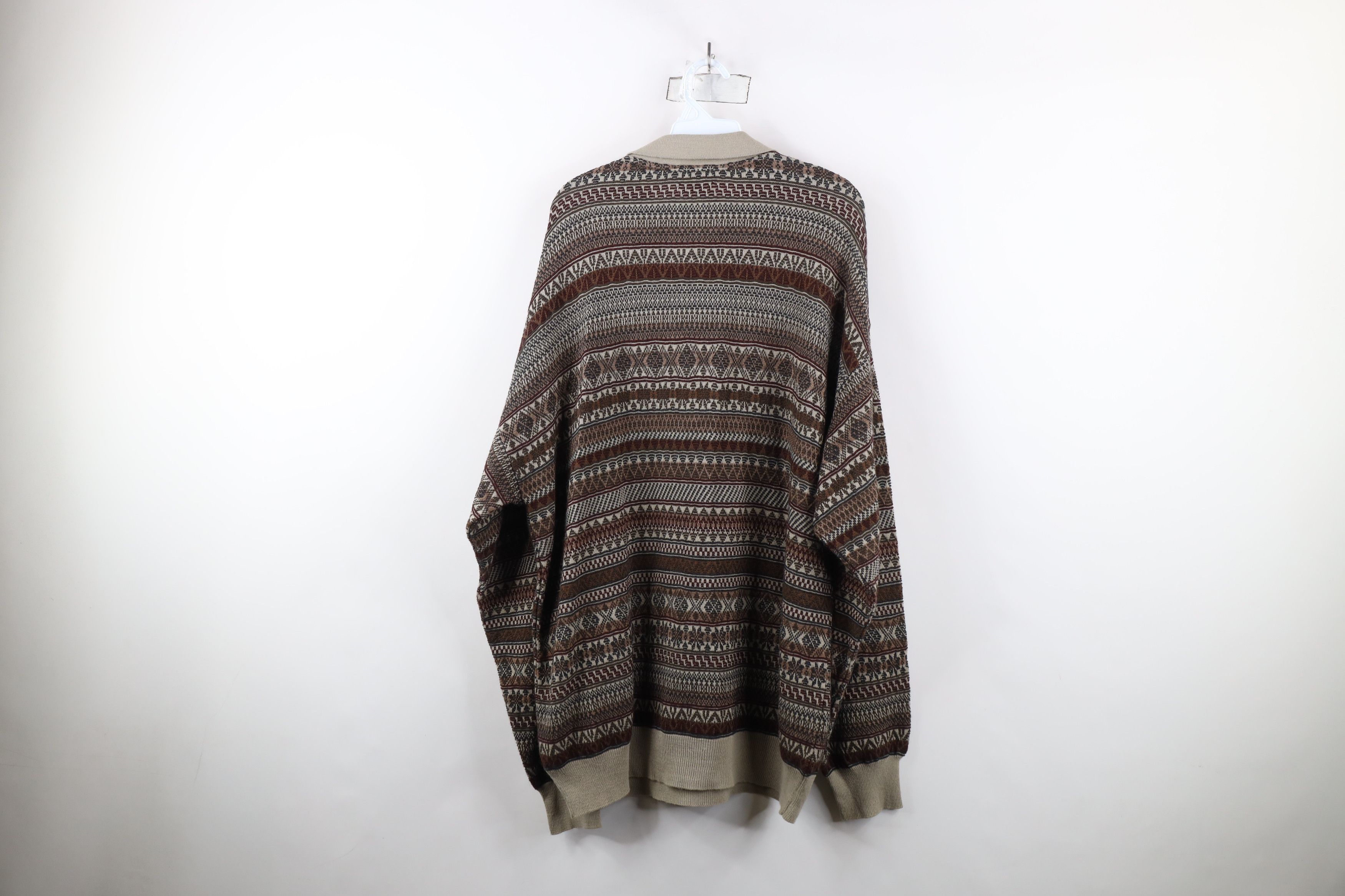Vintage Vintage 90s Streetwear Fair Isle Knit Collared Sweater Size US XXL / EU 58 / 5 - 8 Thumbnail