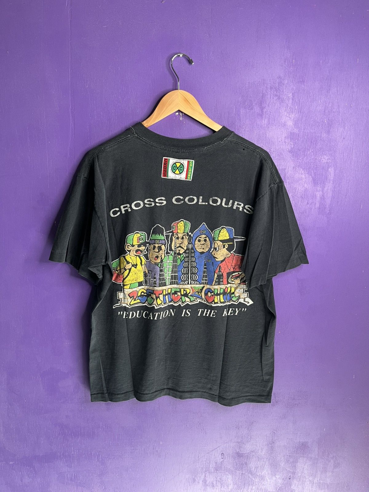 Cross Colours × Vintage Vintage 90s Cross Colours education is key t-shirt Size US XL / EU 56 / 4 - 2 Thumbnail