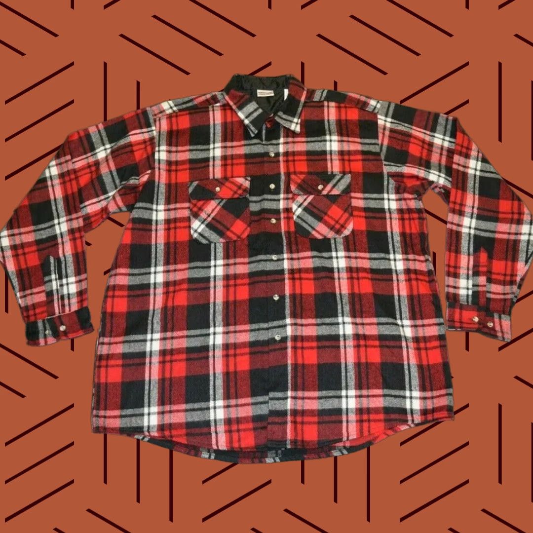 Vintage VINTAGE Field & Stream Shirt 3XL Red Heavyweight Flannel Plaid Long Sleeve USA Mens Regular Fit Size US XXL / EU 58 / 5 - 1 Thumbnail