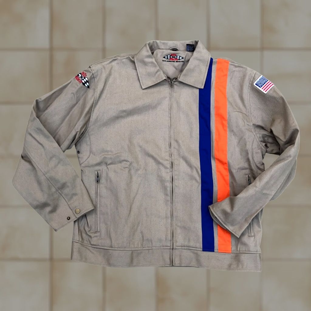 Vintage VINTAGE A2Z RACER Mechanic Jacket Men’s LARGE Beige Long Sleeve Full Zip Cotton Jacket Size US L / EU 52-54 / 3 - 1 Thumbnail